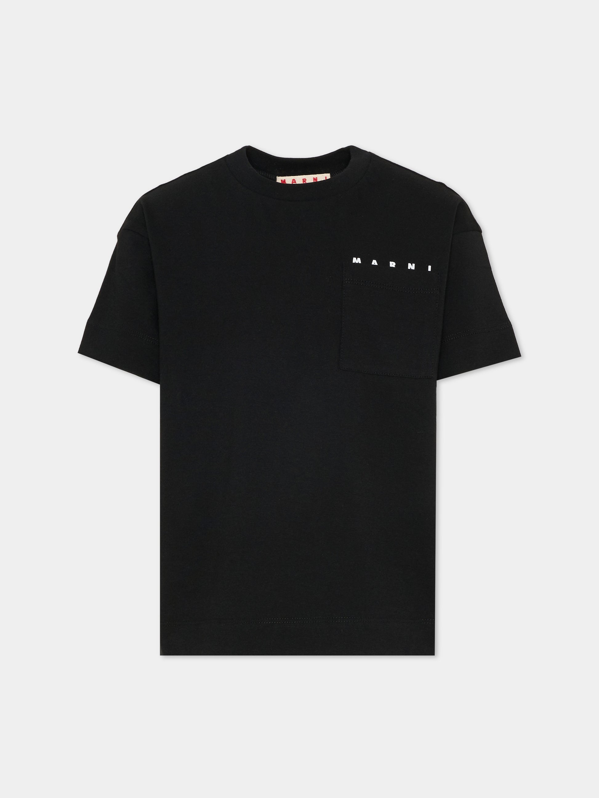 T-shirt nera per bambini con logo,Marni Kids,M01415 M00RF 0M900
