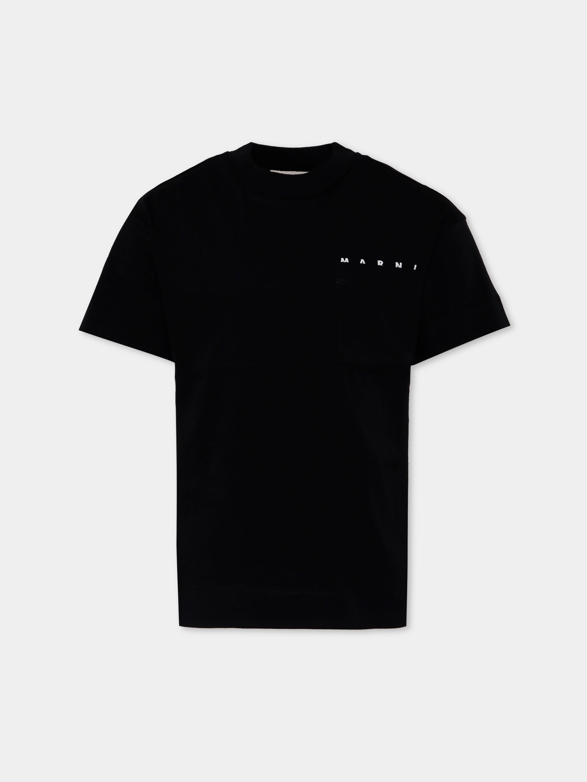 T-shirt nera per bambini con logo,Marni Kids,M01415 M00RF 0M900