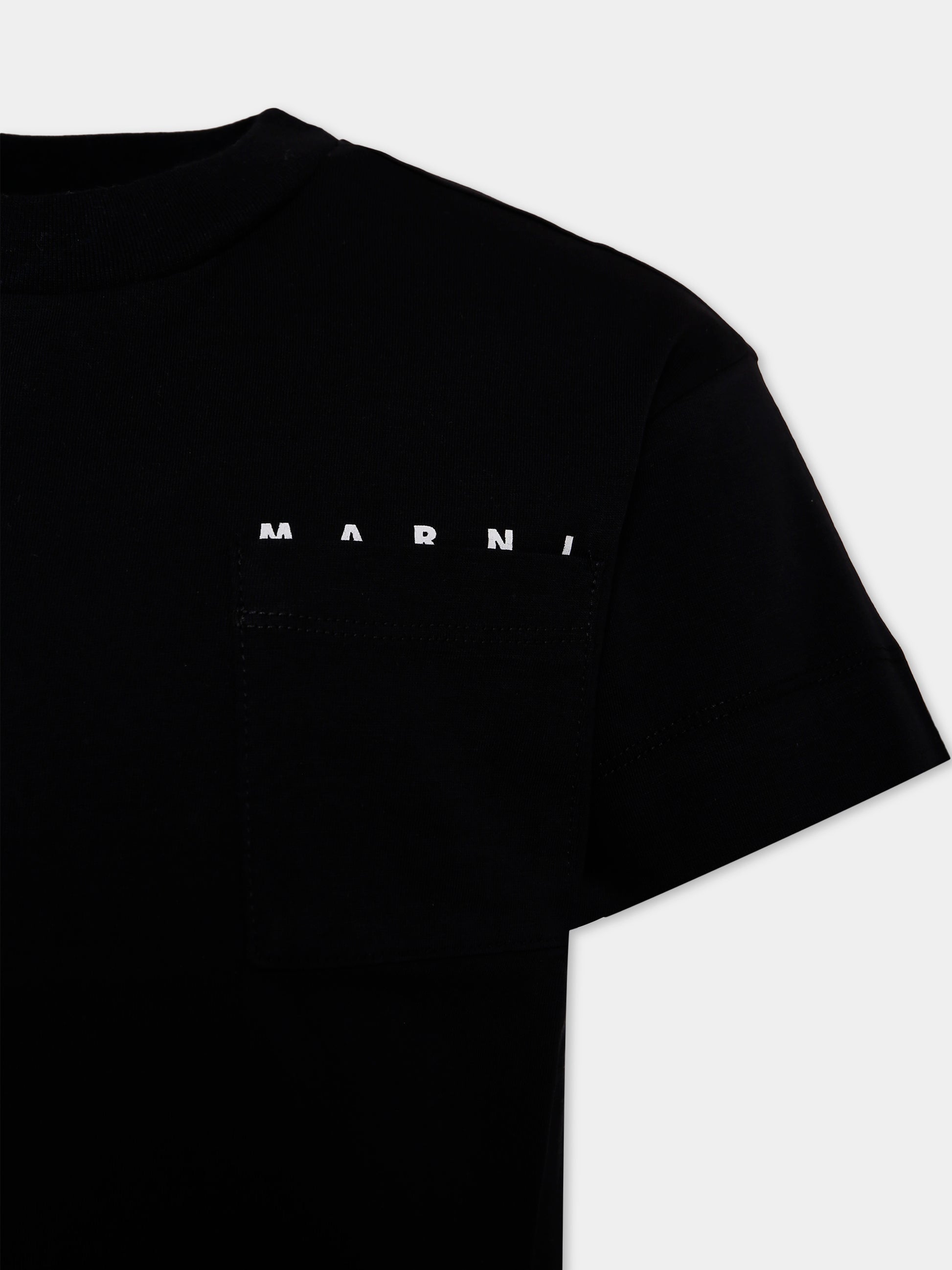 T-shirt nera per bambini con logo,Marni Kids,M01415 M00RF 0M900