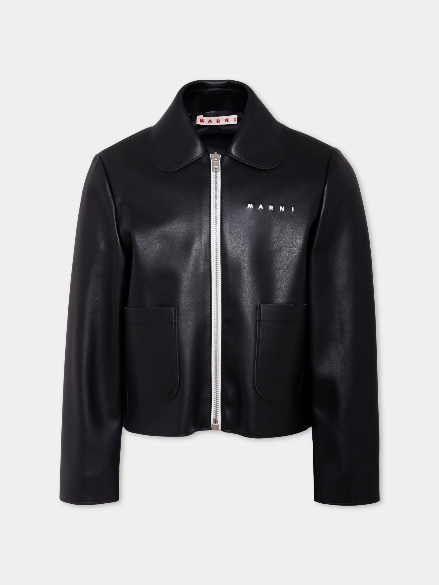 Giubbotto nero per bambina con logo,Marni Kids,M01492 M00W2 0M900