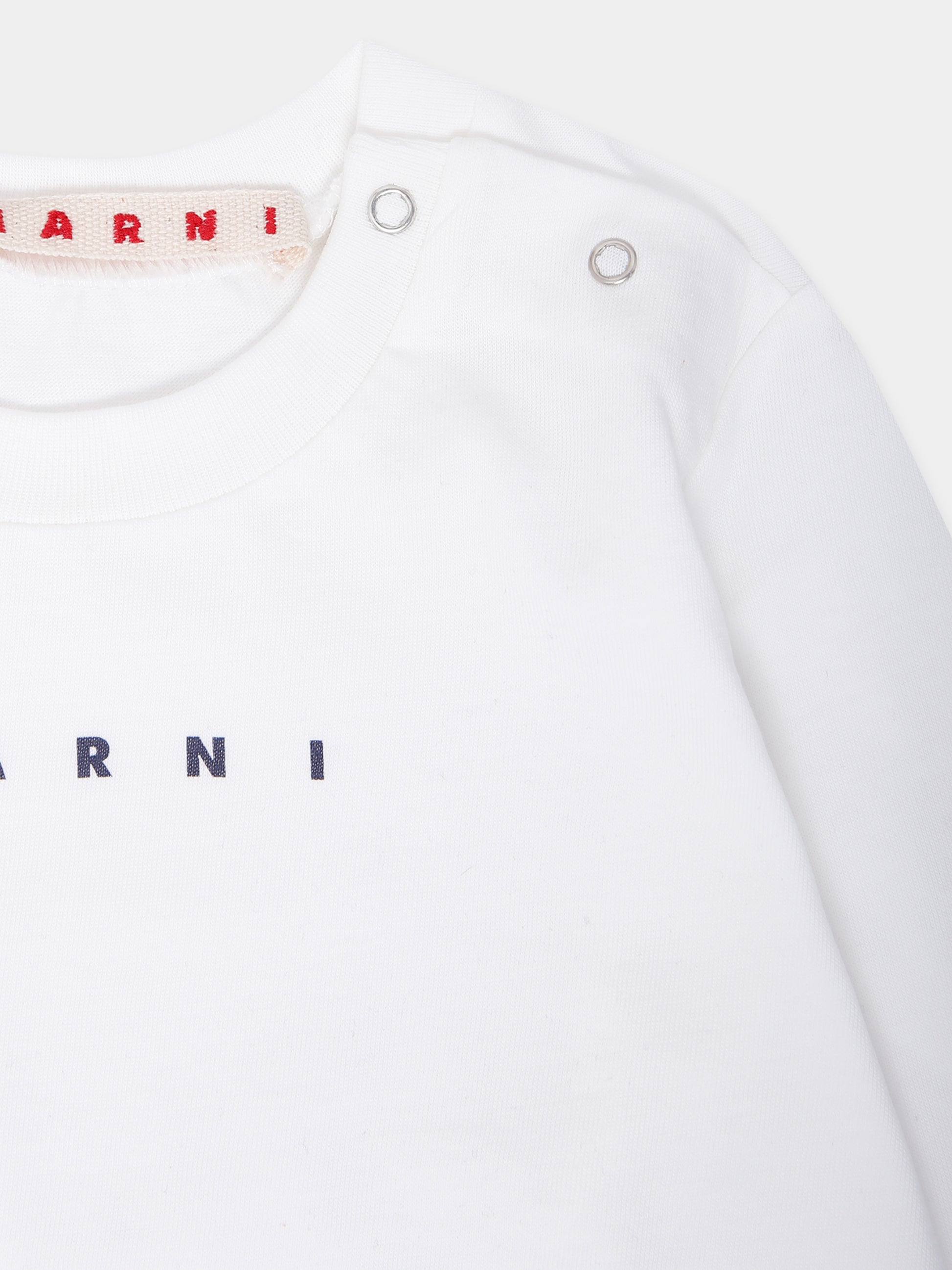 T-shirt bianca per neonati con logo,Marni Kids,M01529 M00RF 0M114