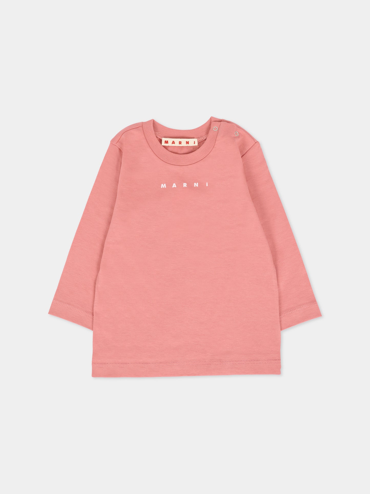 T-shirt rosa per neonata con logo,Marni Kids,M01529 M00RF 0M350