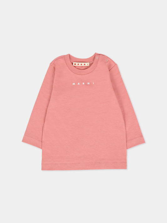 T-shirt rosa per neonata con logo,Marni Kids,M01529 M00RF 0M350