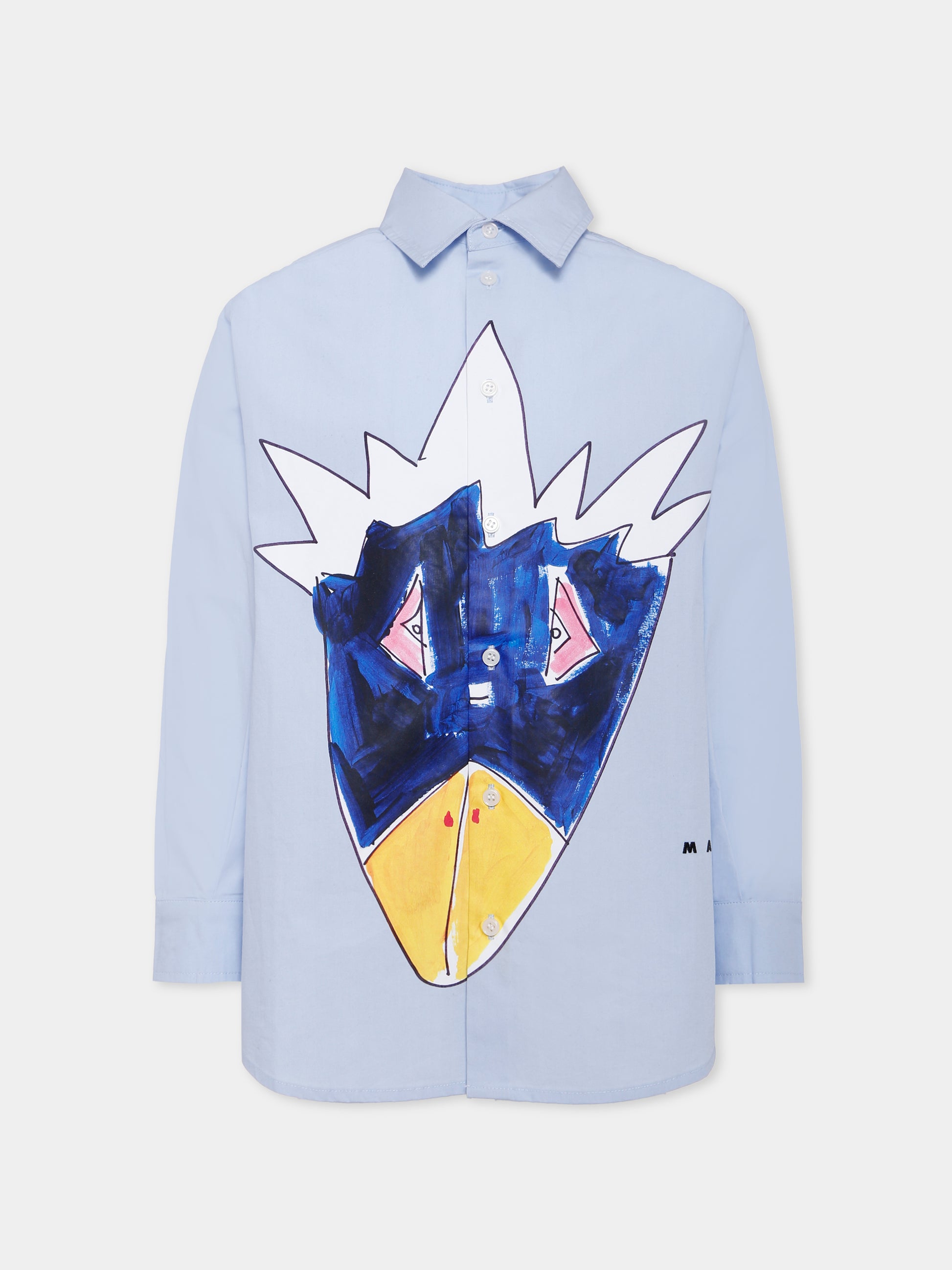 Camicia  azzurra per bambino con stampa jungle,Marni Kids,M01580 M00UW 0M855