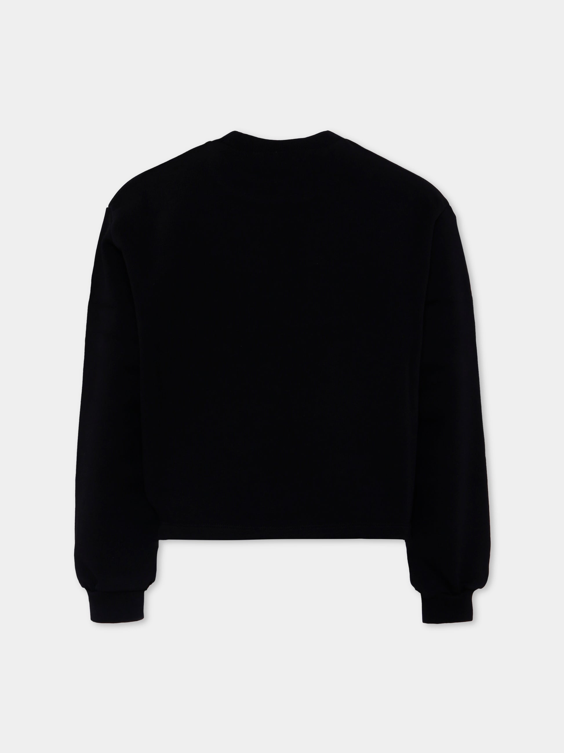 Felpa nera per bambina con stampa viso,Marni Kids,M01599 M00V1 0M900