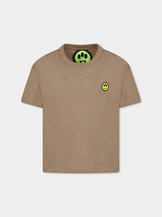 T-shirt beige per bambini con smile,Barrow,F4BKJUTH132 BW016