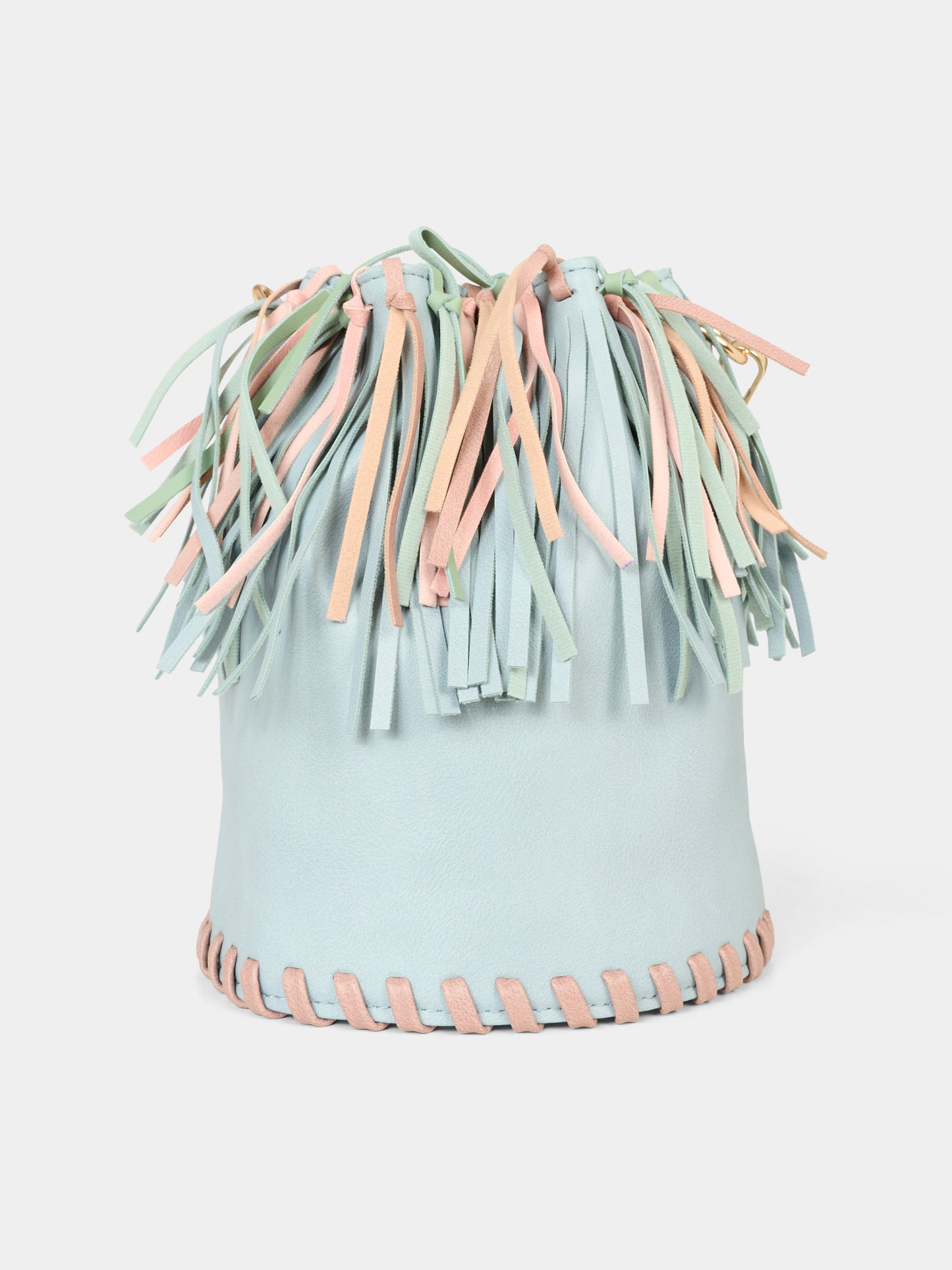 Borsa celeste per bambina con frange,Stella Mccartney Kids,TX0C58 Z3244 923