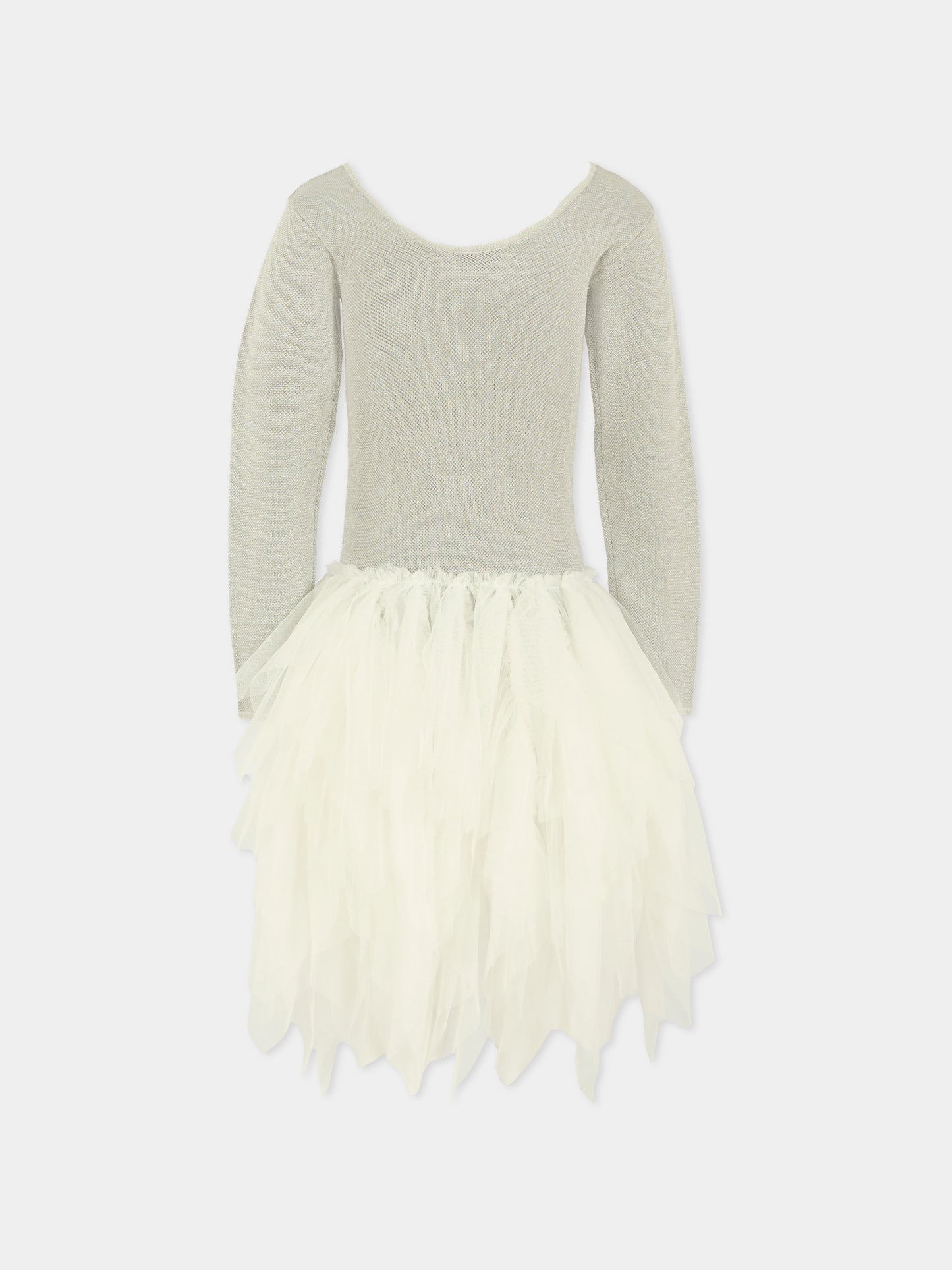 Vestito argento per bambina con cigni,Stella Mccartney Kids,TX1E60 Z3389 925