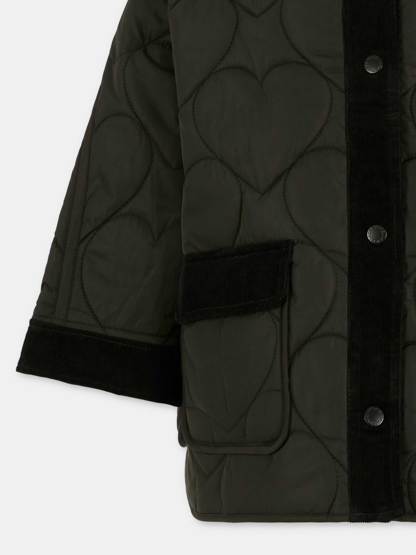 Piumino nero per bambina con cuori,Stella Mccartney Kids,TX2B97 Z0537 930