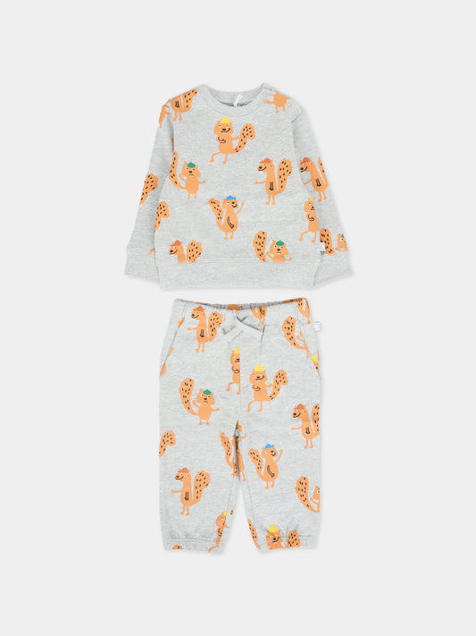 Completo grigio per neonato con scoiattoli,Stella Mccartney Kids,TX3530 Z3199 807MC