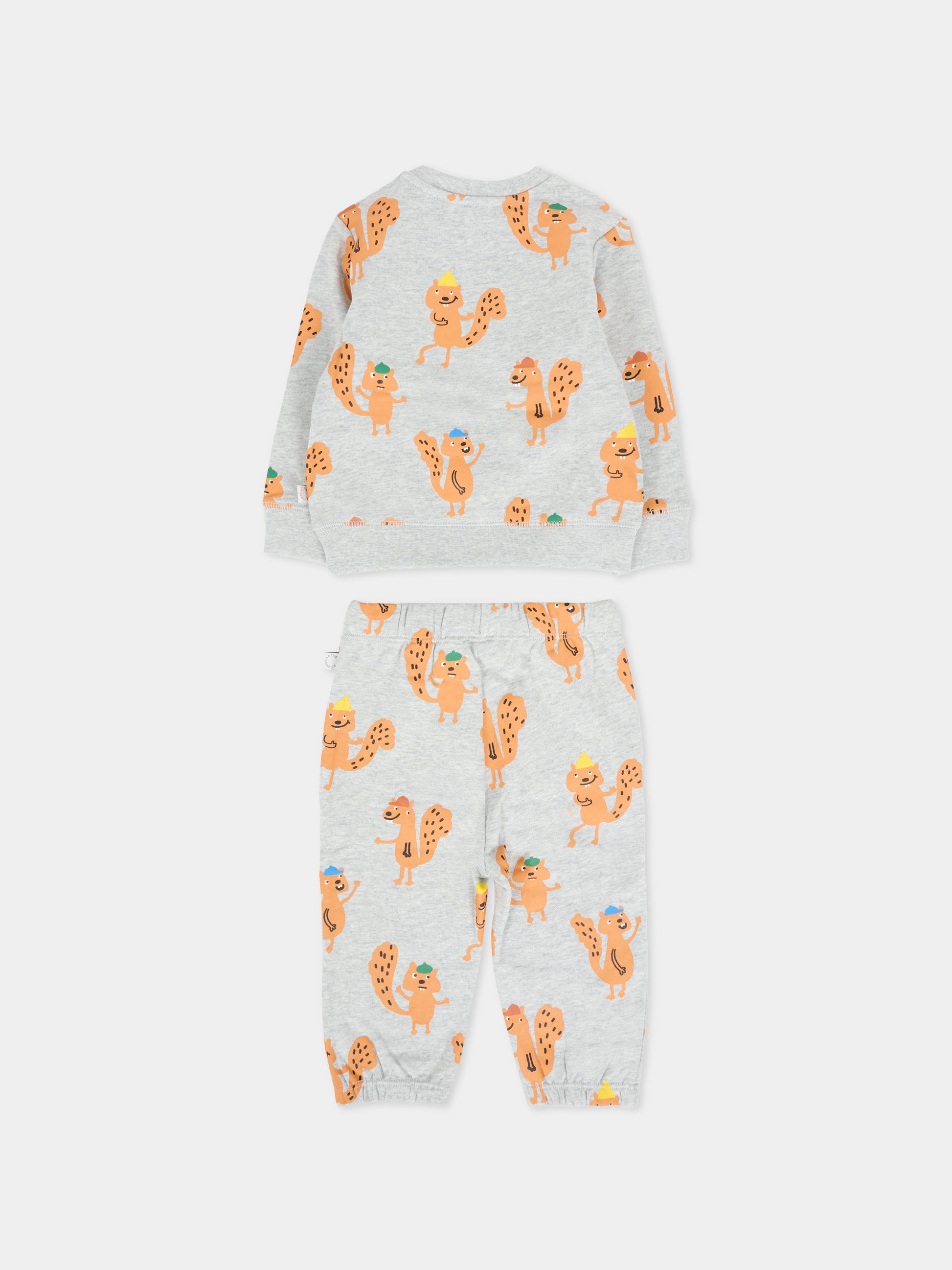 Completo grigio per neonato con scoiattoli,Stella Mccartney Kids,TX3530 Z3199 807MC