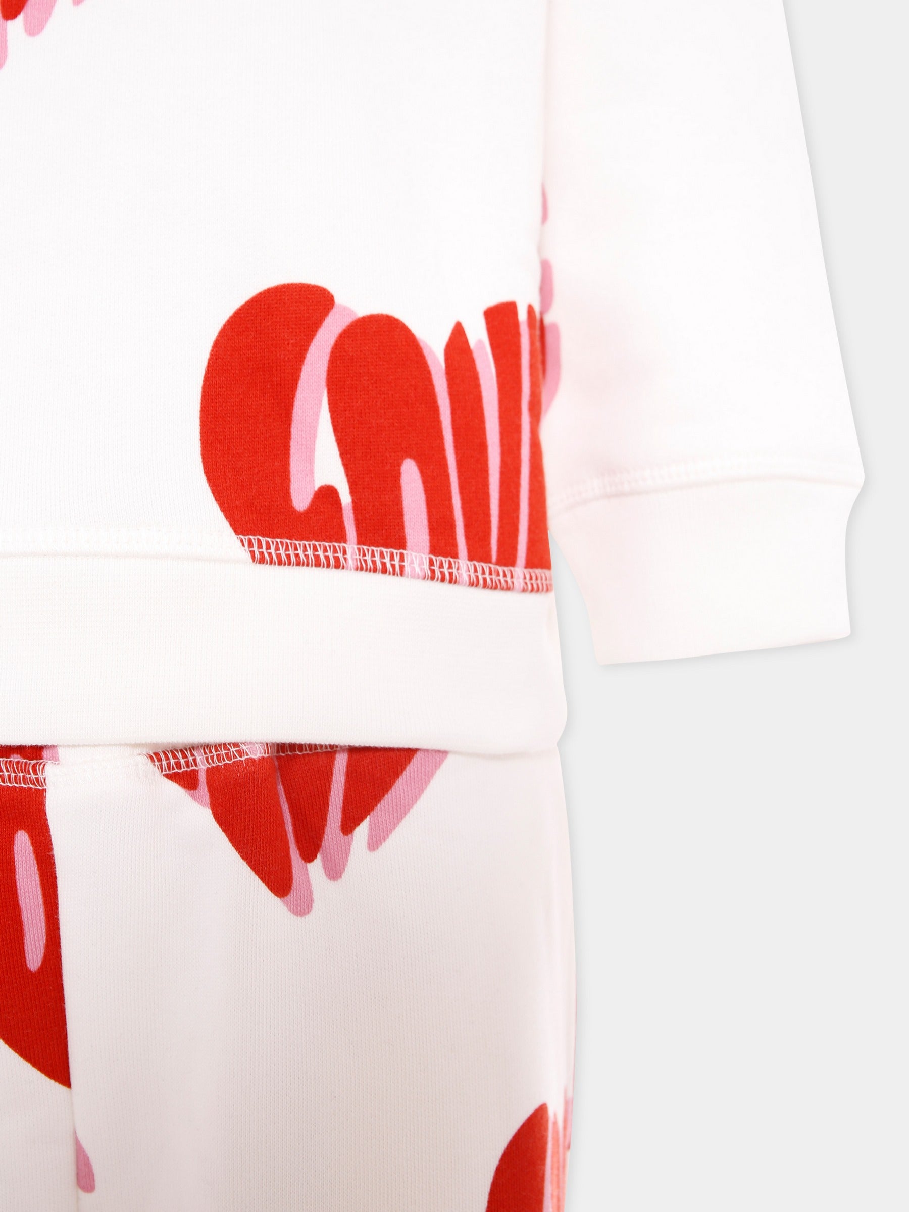 Completo avorio per bambina con scritta Love,Stella Mccartney Kids,TX3A70 Z3037 101MC