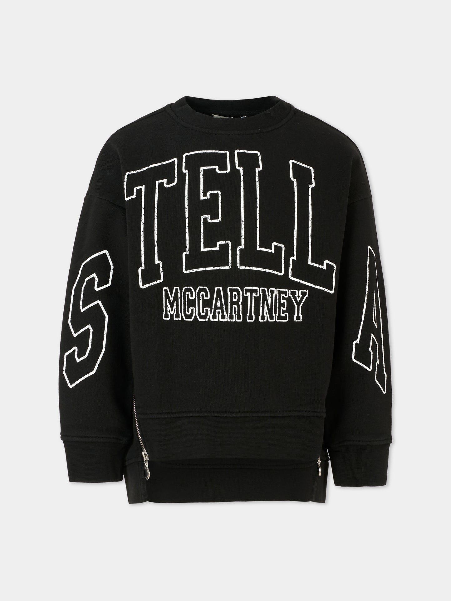 Felpa nera per bambina con logo bianco,Stella Mccartney Kids,TX4C10 Z0453 961