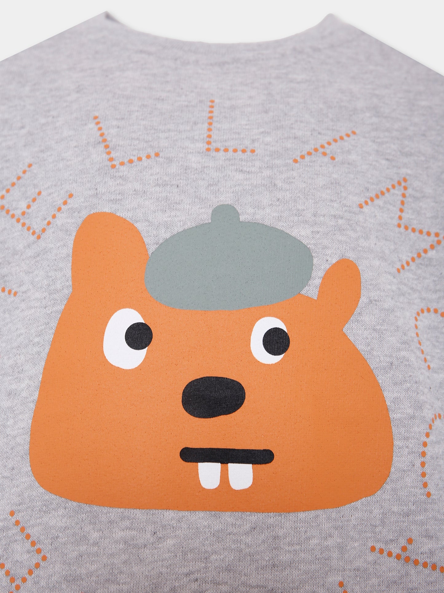 T-shirt grigia per bambino con castoro e logo aranciore,Stella Mccartney Kids,TX4R30 Z0453 807