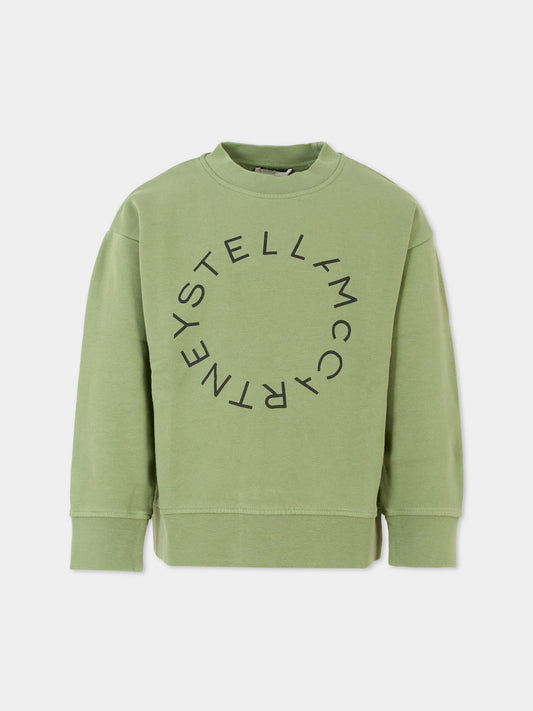 Felpa verde per bambini con logo,Stella Mccartney Kids,TX4R90 Z0453 727