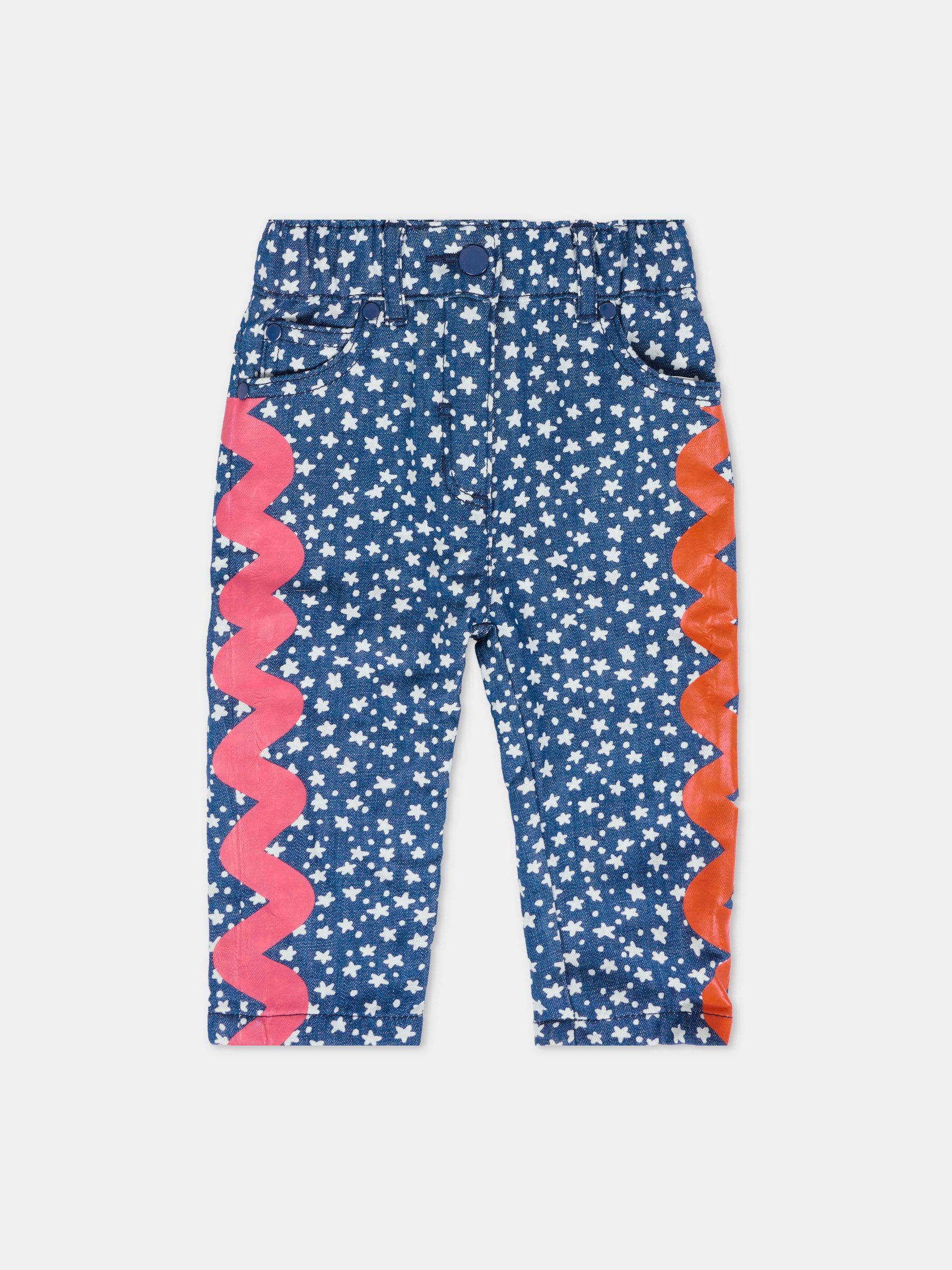 Jeans blu per neonata con stelle,Stella Mccartney Kids,TX6070 Z3193 618BC