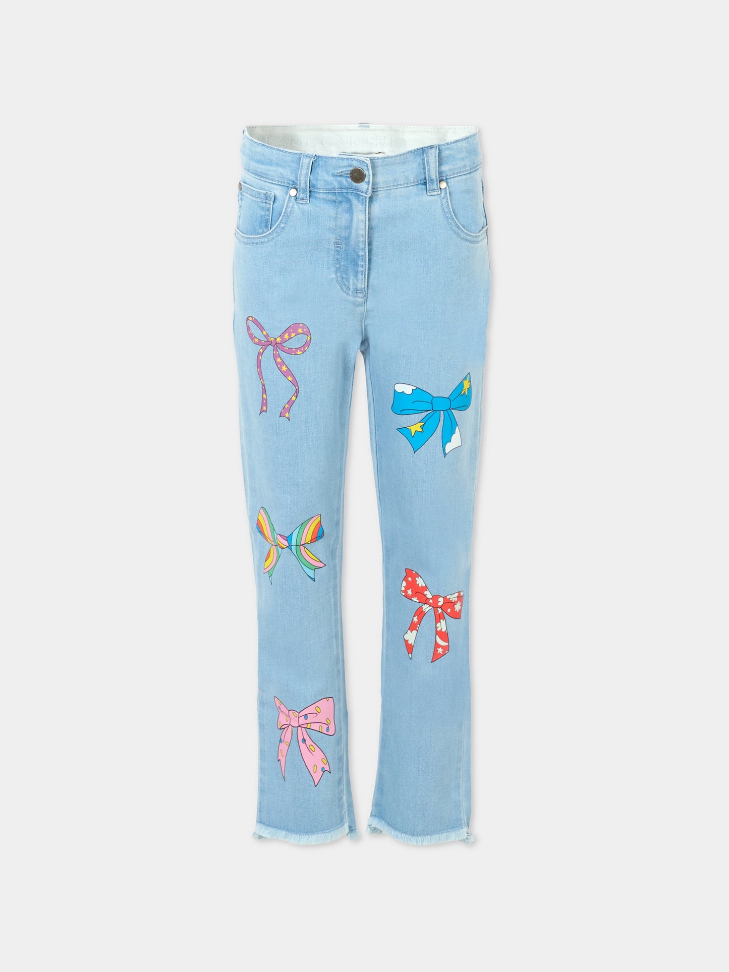 Jeans denim celesti per bambina con fiocchi,Stella Mccartney Kids,TX6C20 Z0153 602