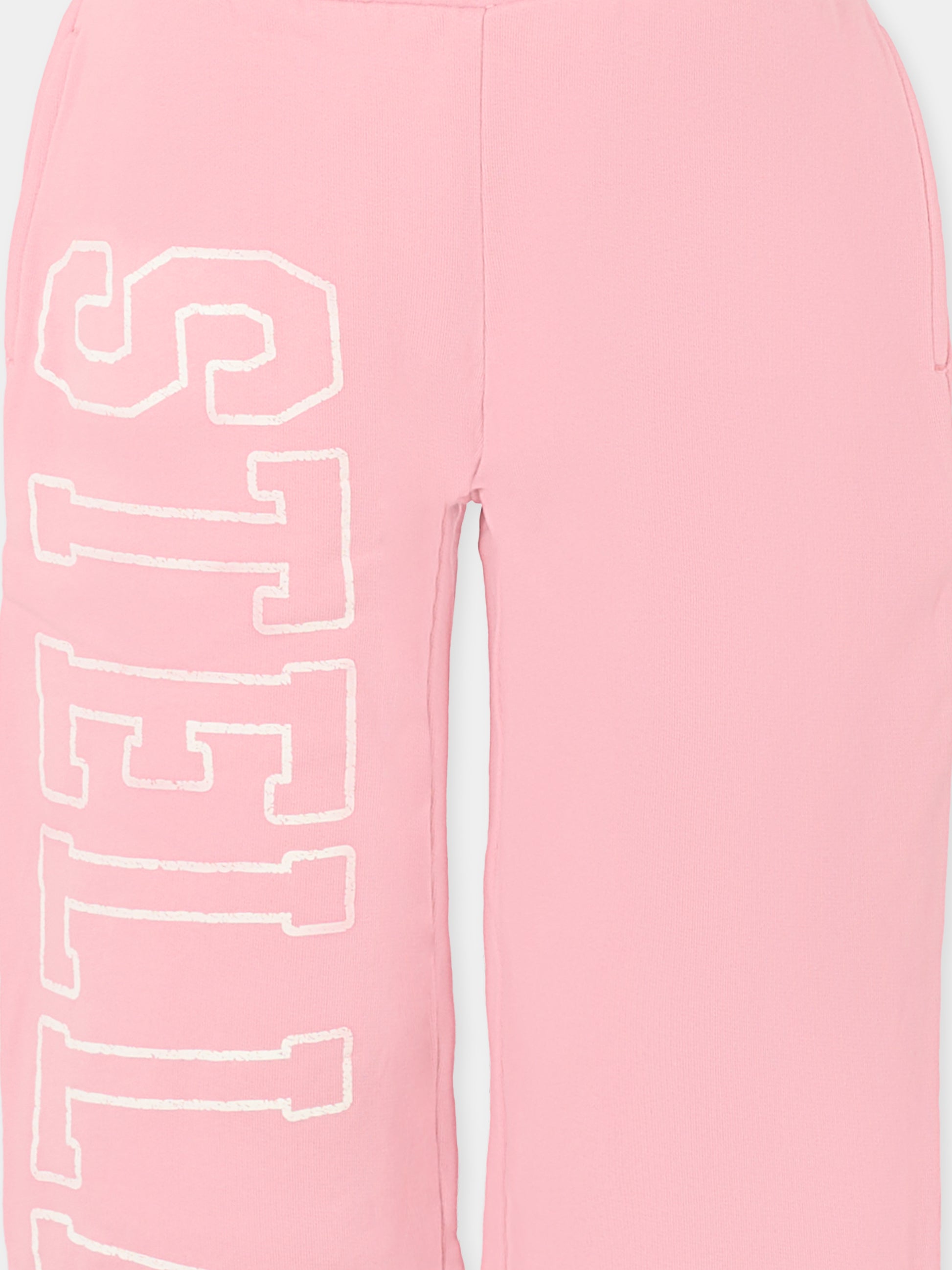 Pantaloni rosa per bambina con logo bianco,Stella Mccartney Kids,TX6C50 Z0453 51L