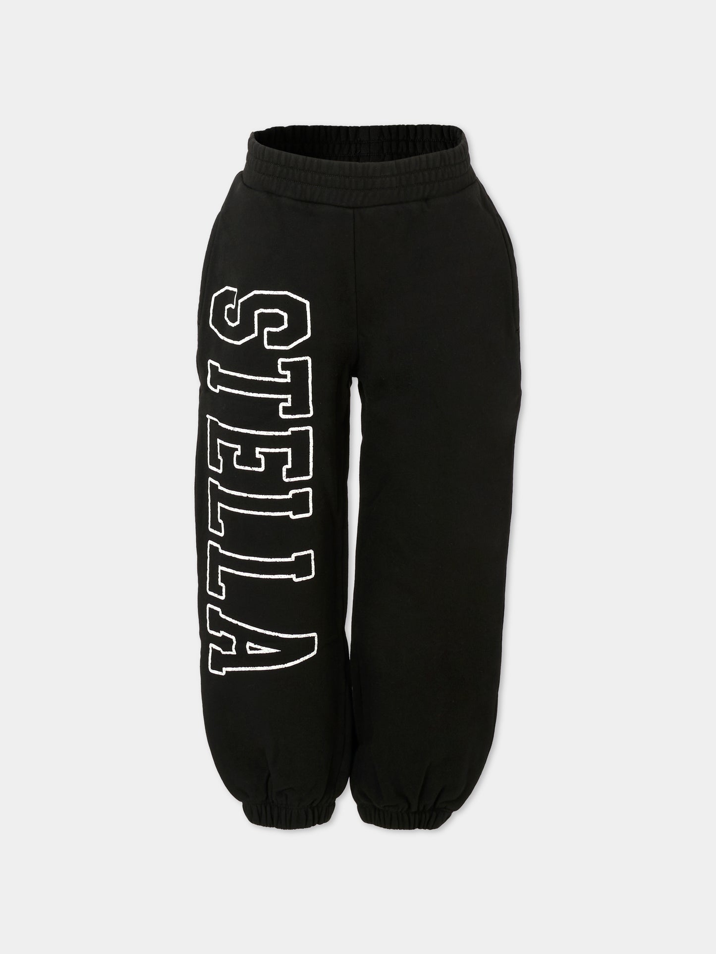 Pantaloni neri per bambini con logo bianco,Stella Mccartney Kids,TX6C50 Z0453 961