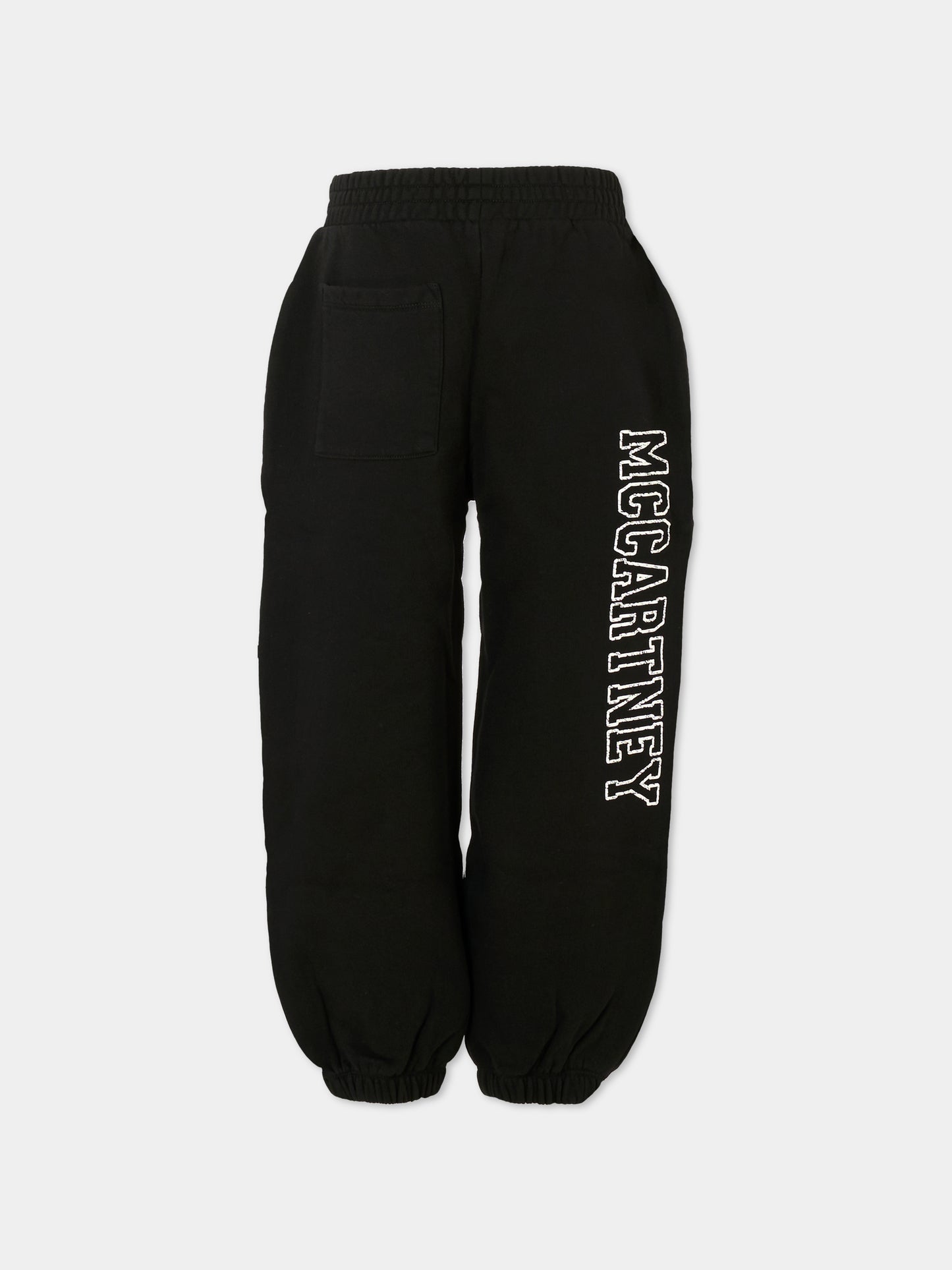 Pantaloni neri per bambini con logo bianco,Stella Mccartney Kids,TX6C50 Z0453 961