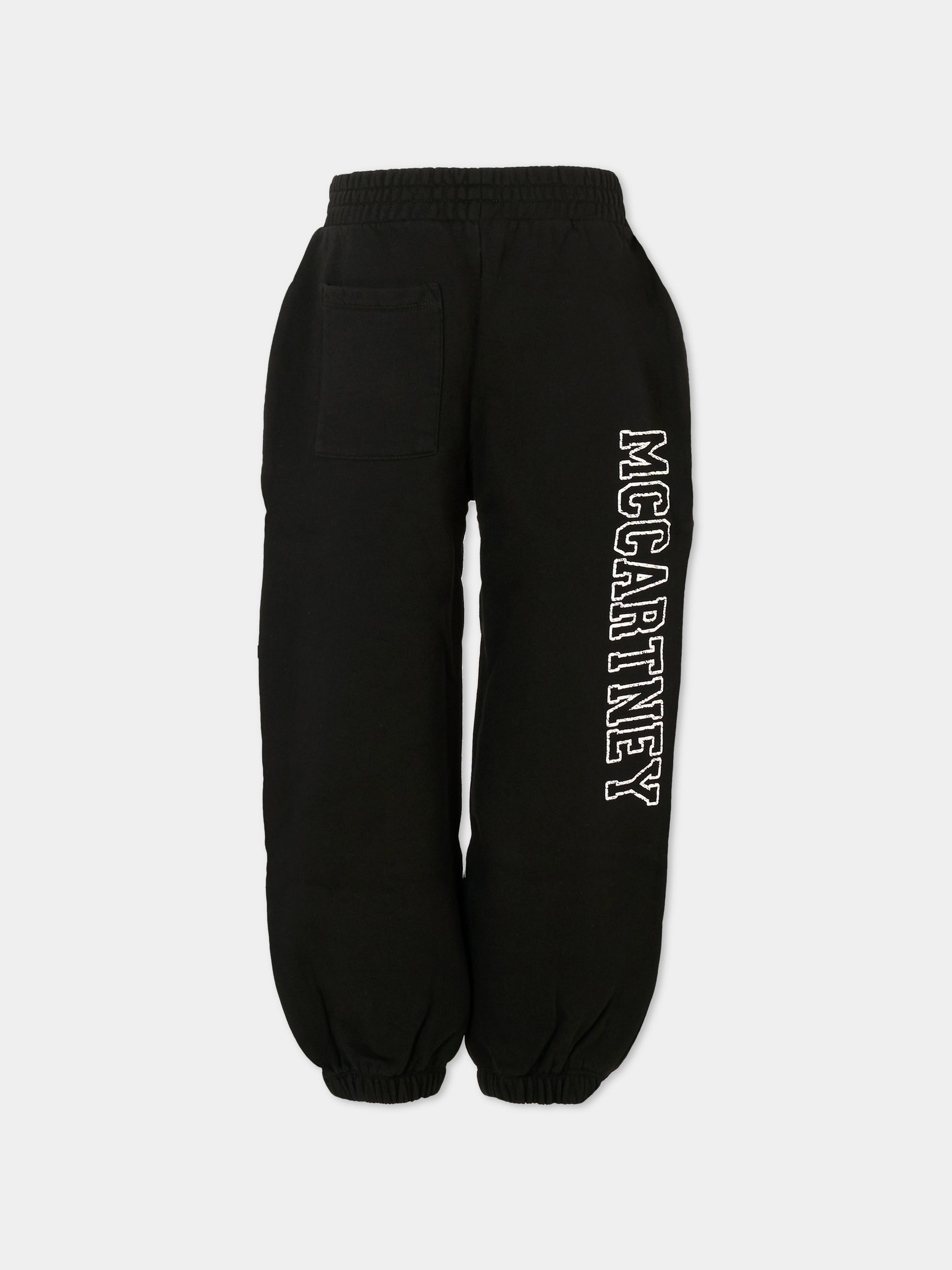 Pantaloni neri per bambini con logo bianco,Stella Mccartney Kids,TX6C50 Z0453 961