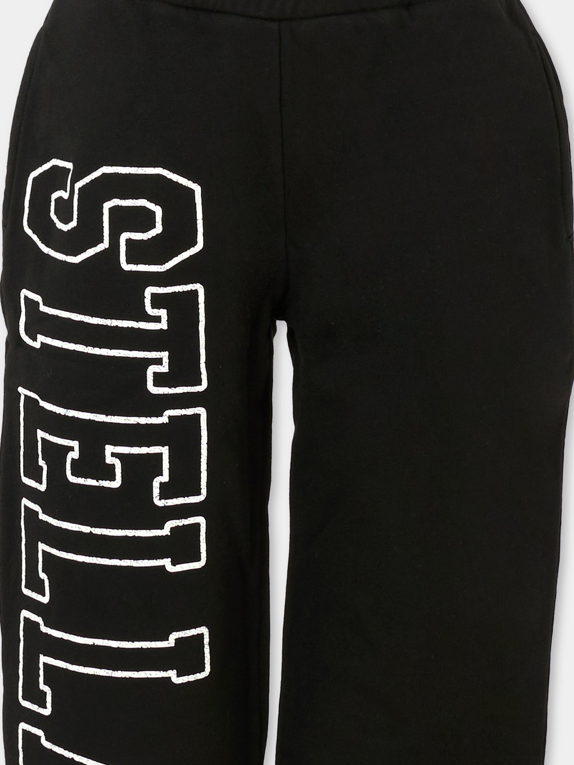 Pantaloni neri per bambini con logo bianco,Stella Mccartney Kids,TX6C50 Z0453 961
