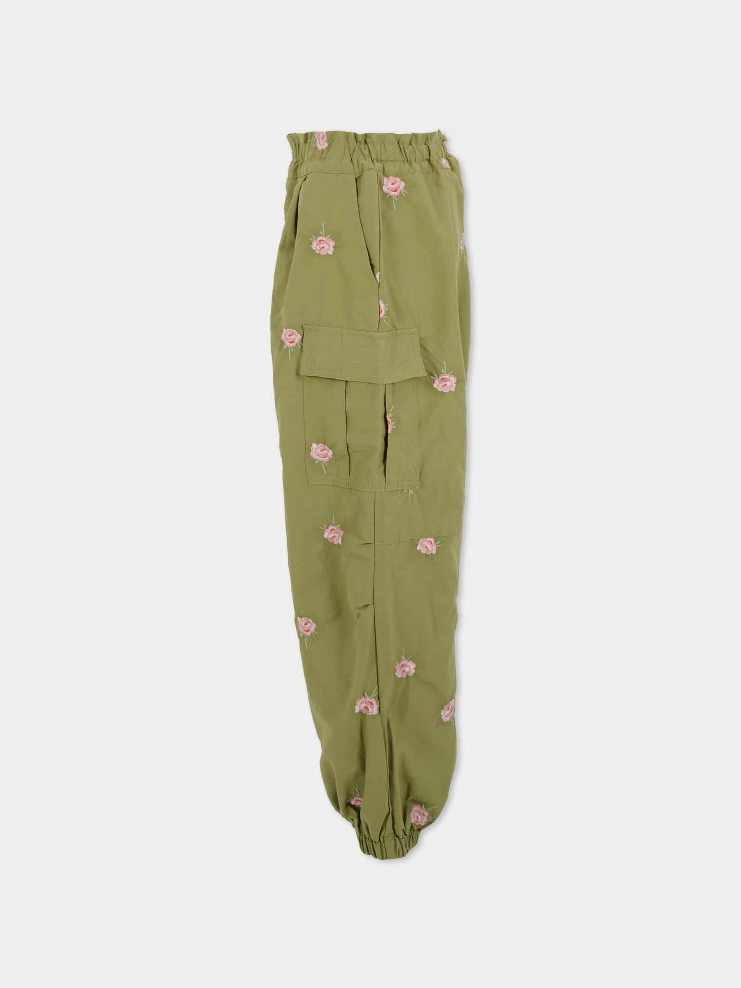 Pantaloni verdi per bambina con fiori,Stella Mccartney Kids,TX6D20 Z3054 727EM