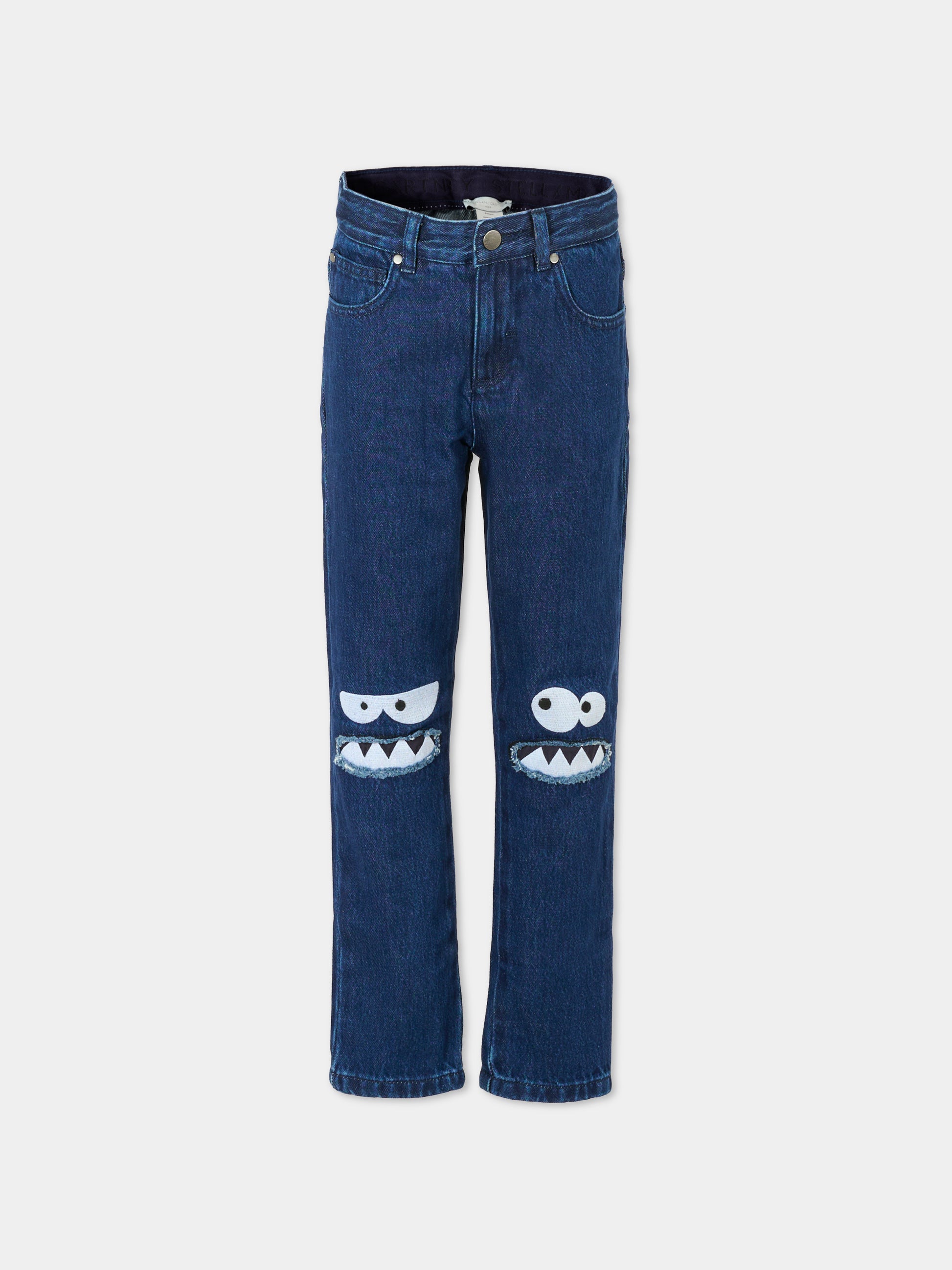 Jeans blu per bambino con mostro,Stella Mccartney Kids,TX6Q00 Z0746 620