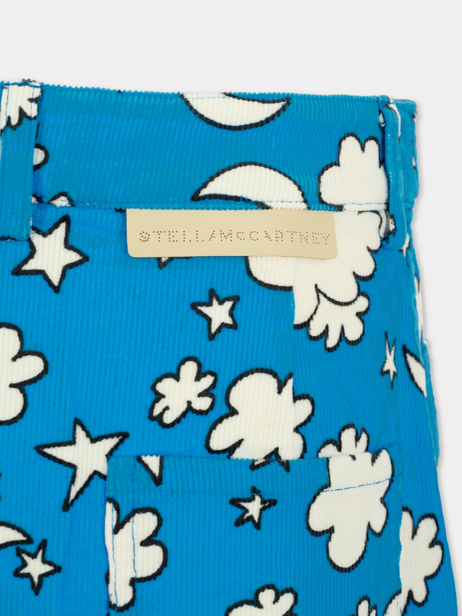 Gonna azzurra per bambina con nuvole all over,Stella Mccartney Kids,TX7A61 Z3081 644MC