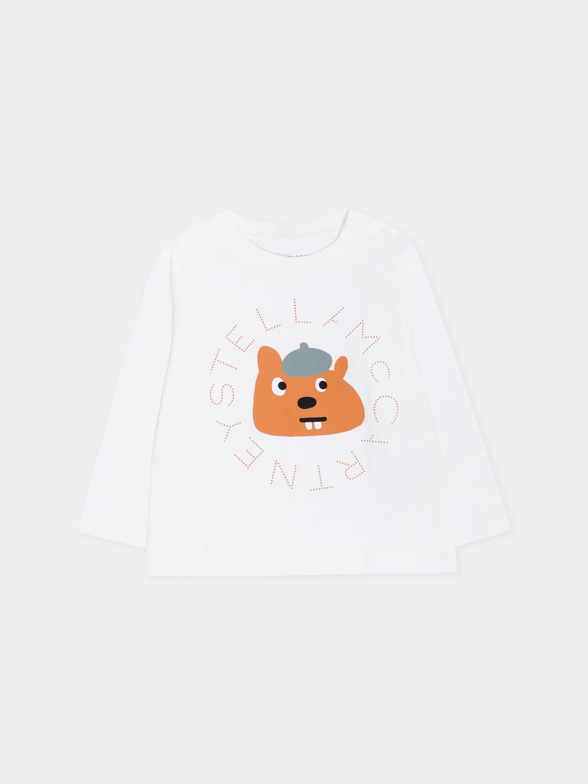 T-shirt avorio per neonato con scoiattolo,Stella Mccartney Kids,TX8590 Z0434 101