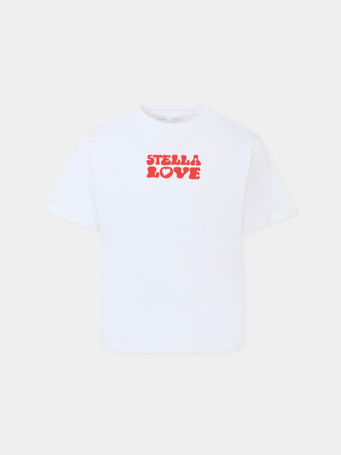 T-shirt bianca per bambina con logo e scritta,Stella Mccartney Kids,TX8C11 Z0434 100