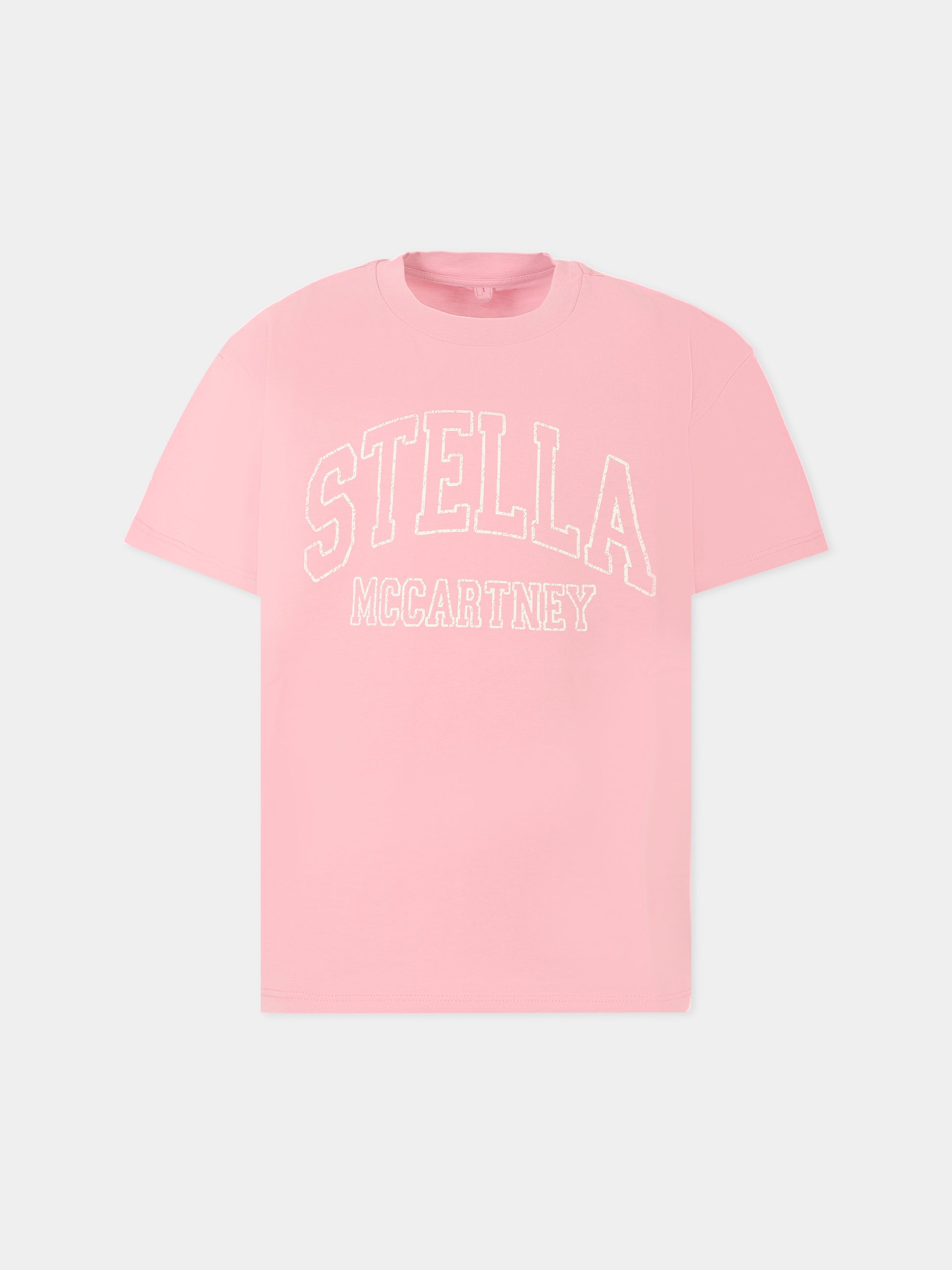T-shirt rosa per bambina con logo,Stella Mccartney Kids,TX8C31 Z0434 51L
