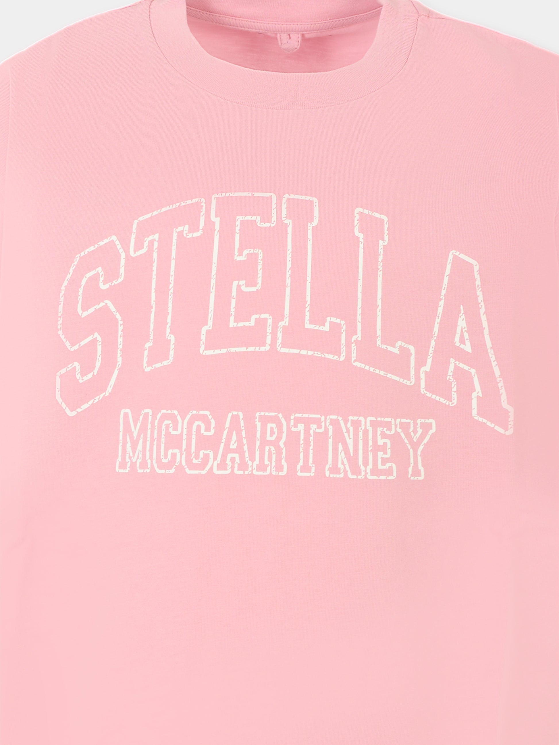 T-shirt rosa per bambina con logo,Stella Mccartney Kids,TX8C31 Z0434 51L