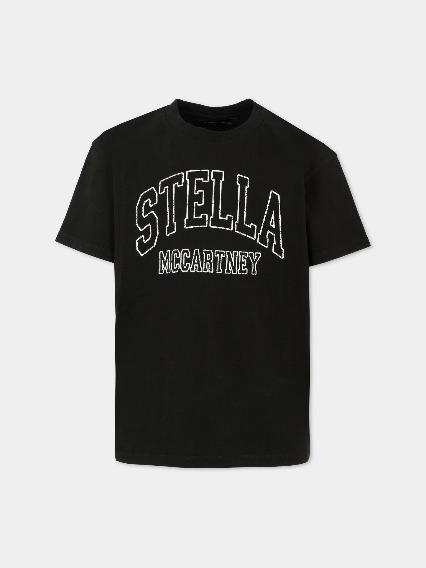 T-shirt nera per bambini con logo,Stella Mccartney Kids,TX8C31 Z0434 961