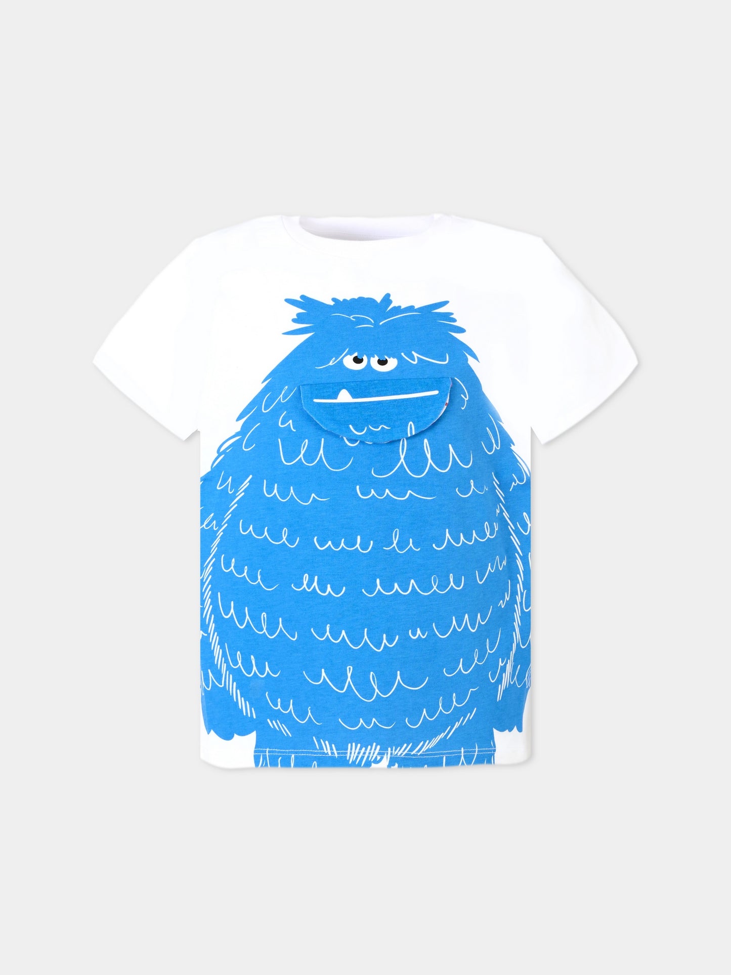 T-shirt bianca per bambino con stampa Yeti,Stella Mccartney Kids,TX8Q41 Z0434 100