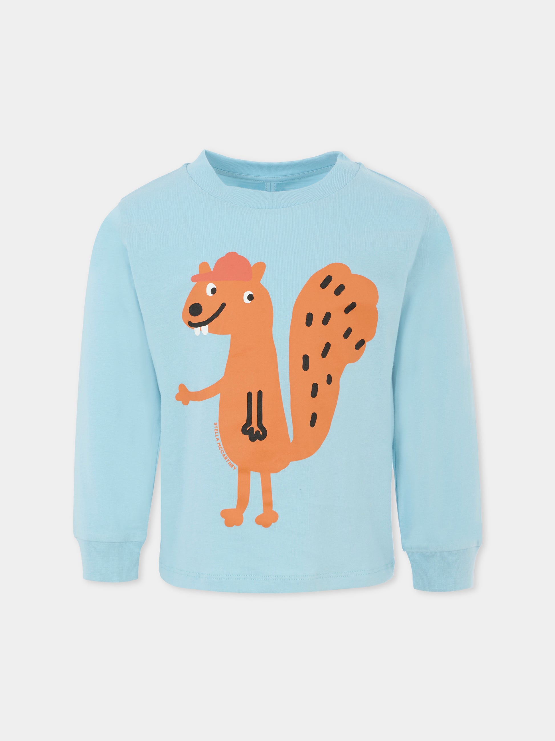 T-shirt azzurra per bambino con scoiattolo,Stella Mccartney Kids,TX8R00 Z0434 670