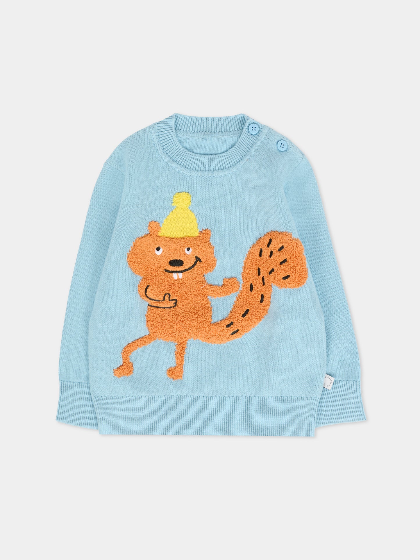 Maglione azzuro per neonato con scoiattolo,Stella Mccartney Kids,TX9550 Z1876 670