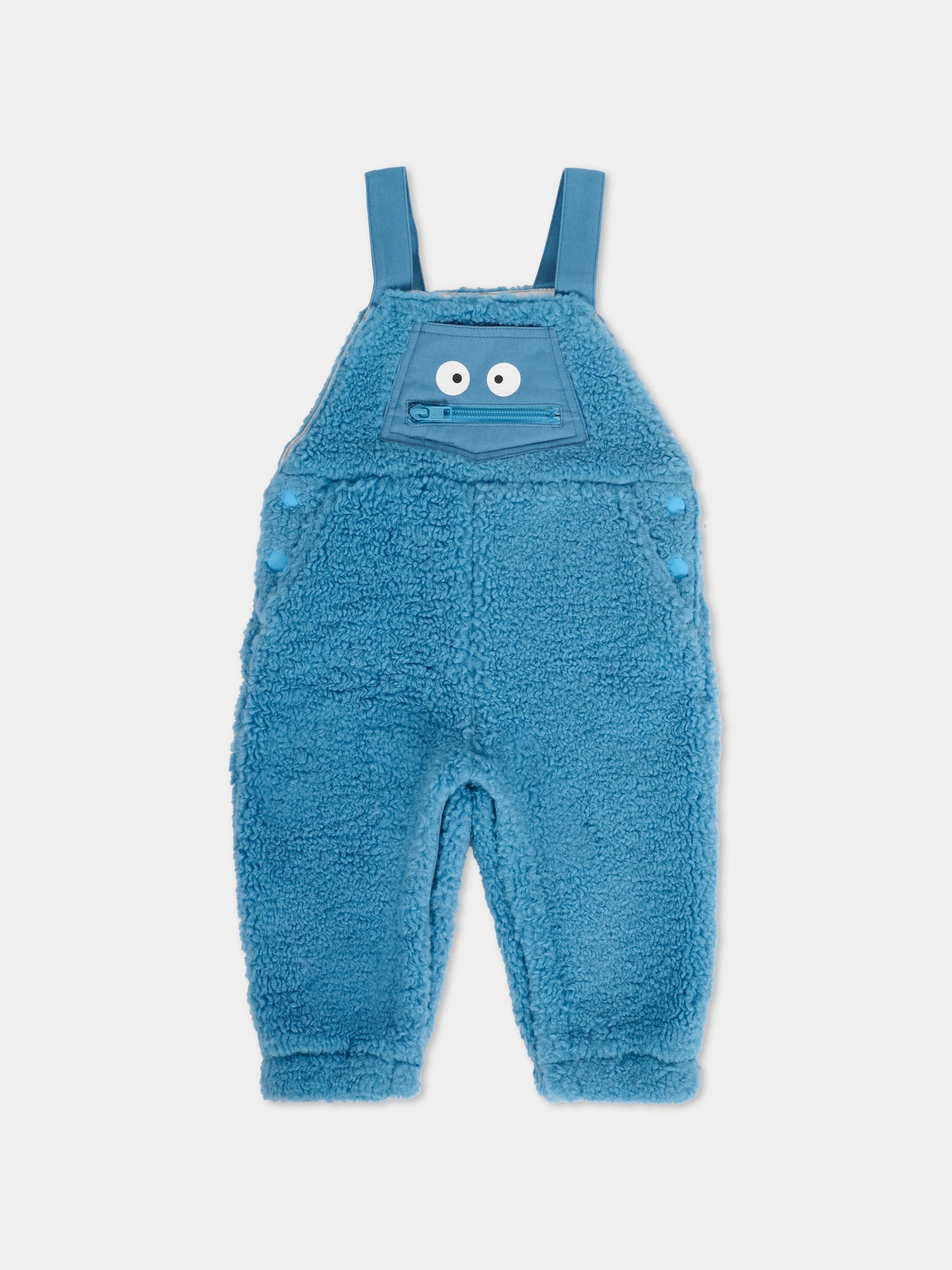 Salopette azzurra per neonato con Yeti,Stella Mccartney Kids,TXA512 Z0624 606