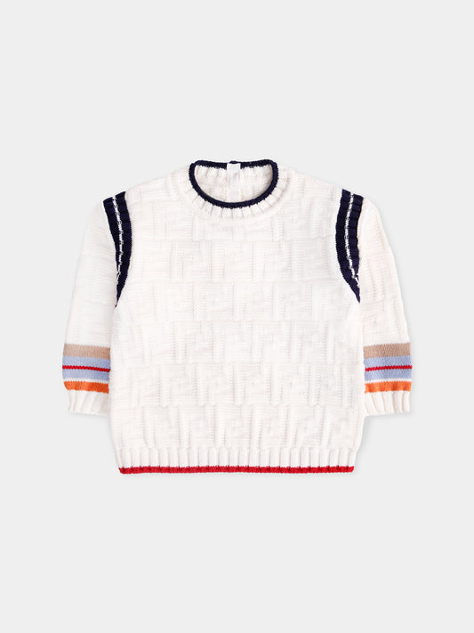 Maglione avorio con FF all-over per neonati,Fendi Kids,BMG110 AUKN F0ZA0