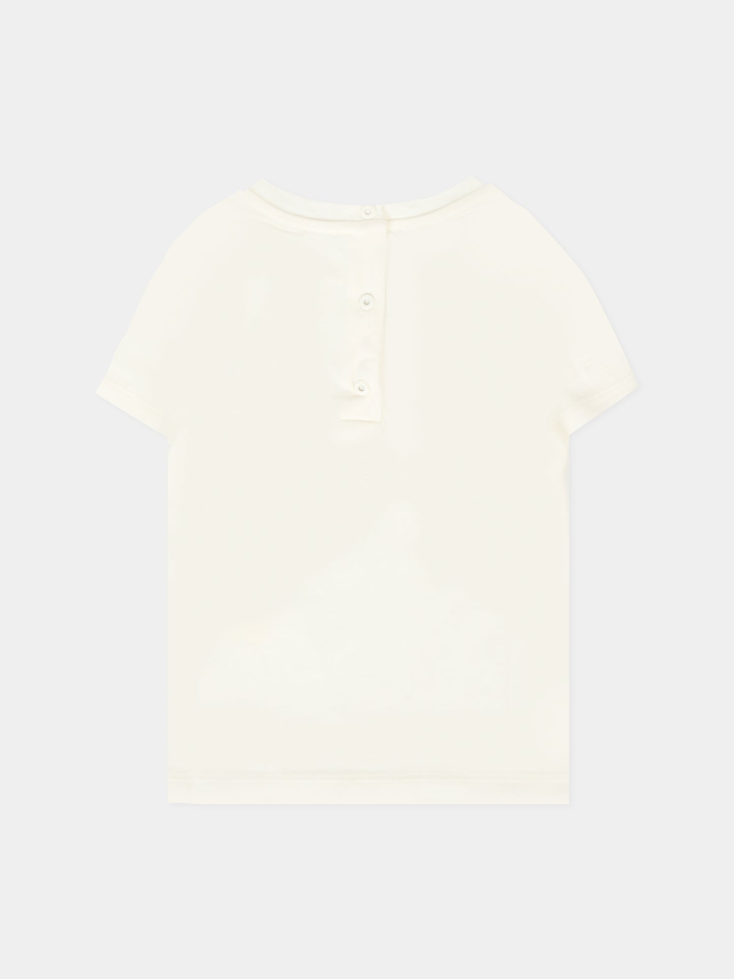 T-shirt bianca per neonati con orsetto Fendi,Fendi Kids,BUI100 ST8 F0TU9