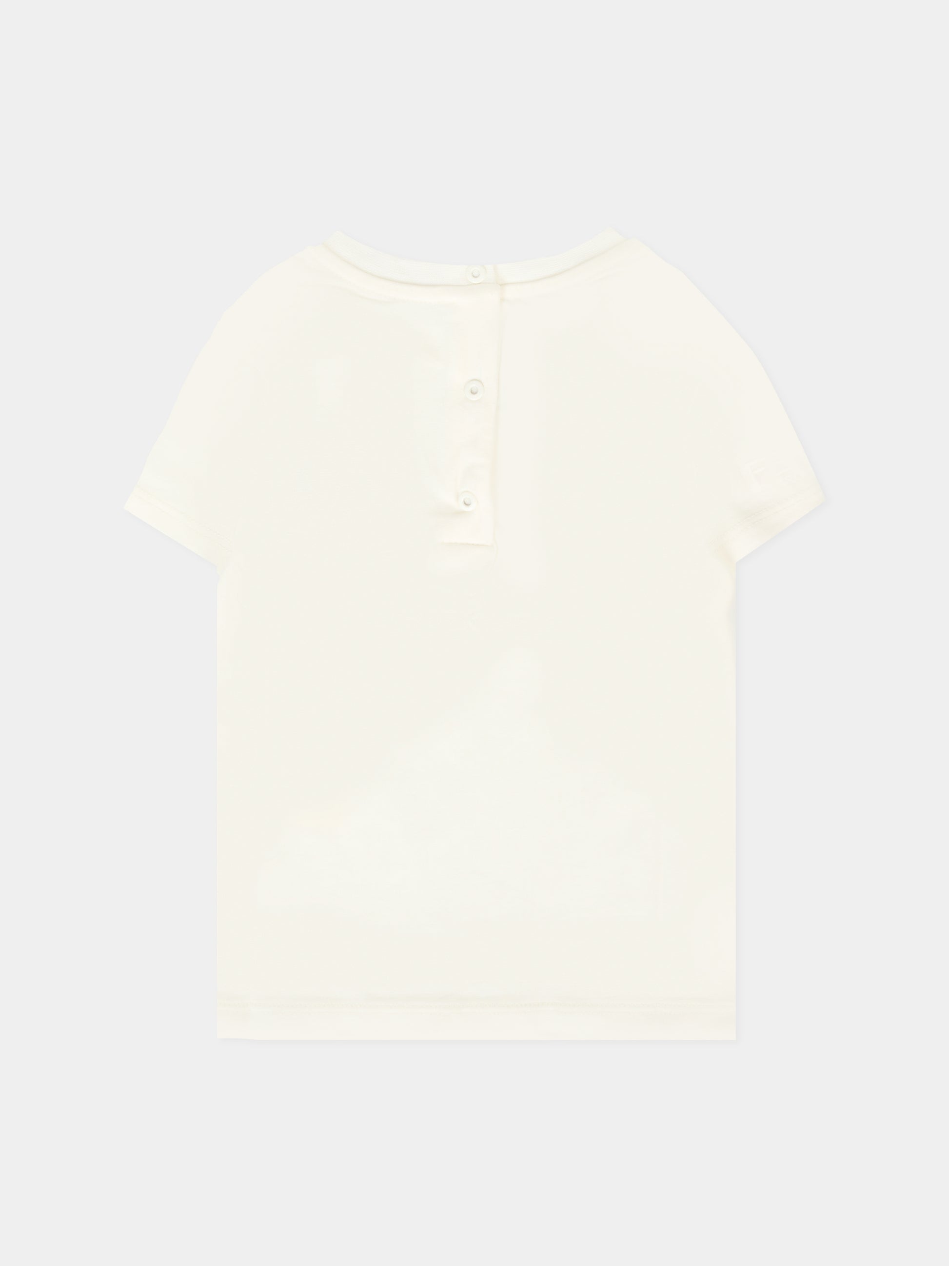 T-shirt bianca per neonati con orsetto Fendi,Fendi Kids,BUI100 ST8 F0TU9