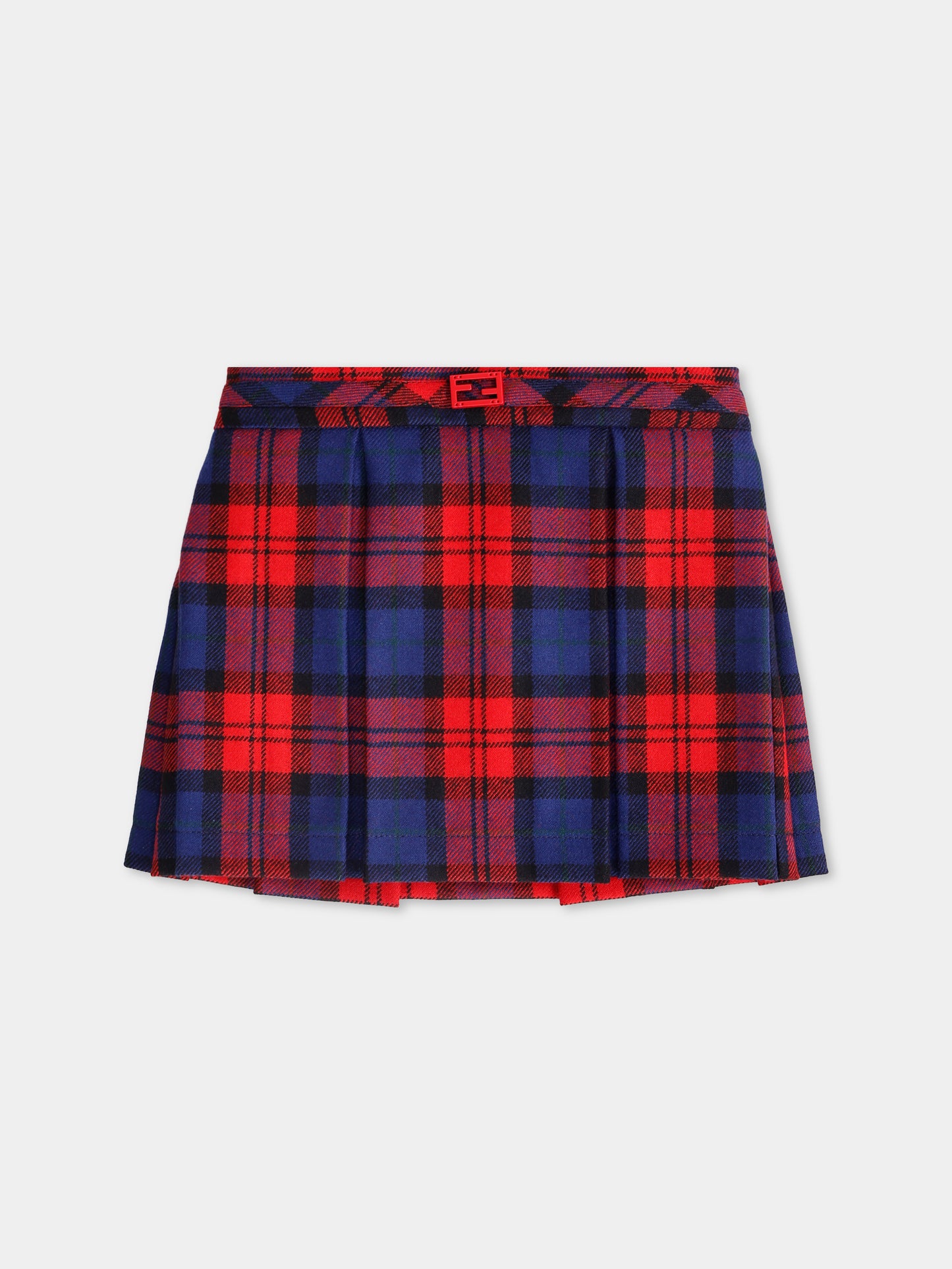 Gonna a quadri rossa e blu per neonata,Fendi Kids,BFE050 AUKJ F1SAX