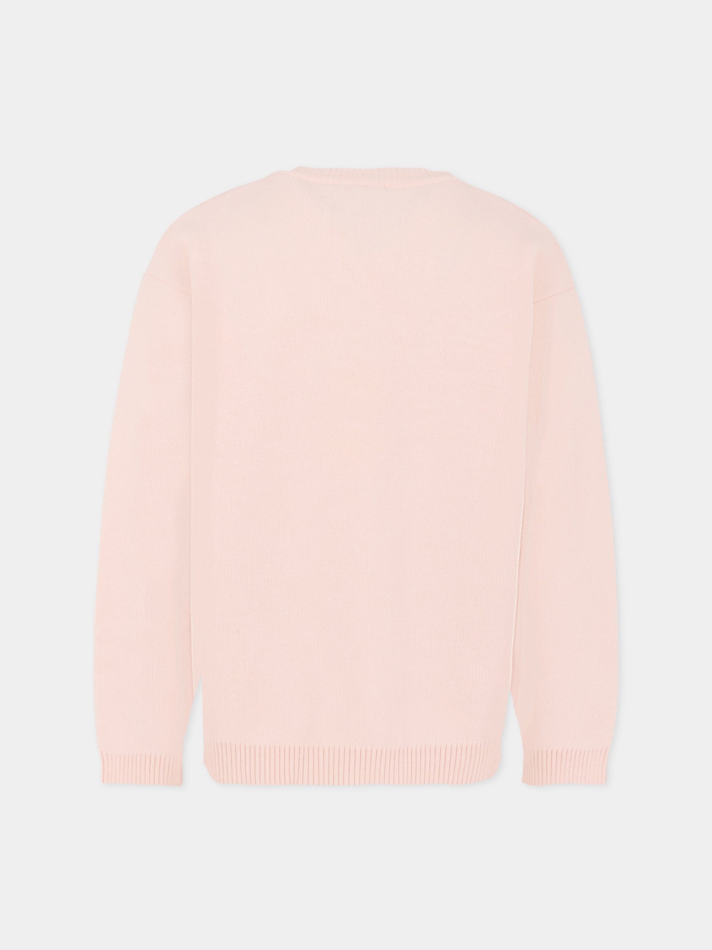 Maglione rosa per bambina con logo ricamato,Fendi Kids,JUG192 AUKU F0ZKY