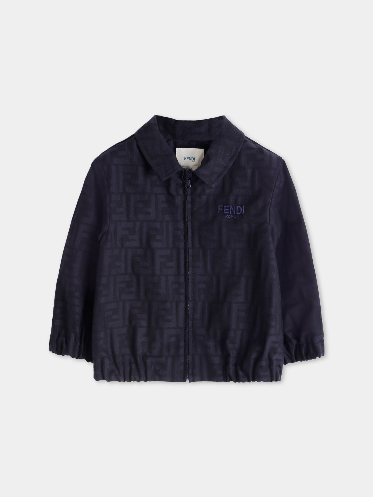 Giacca blu con FF all-over per neonato,Fendi Kids,BMA139 AS64 F1I11