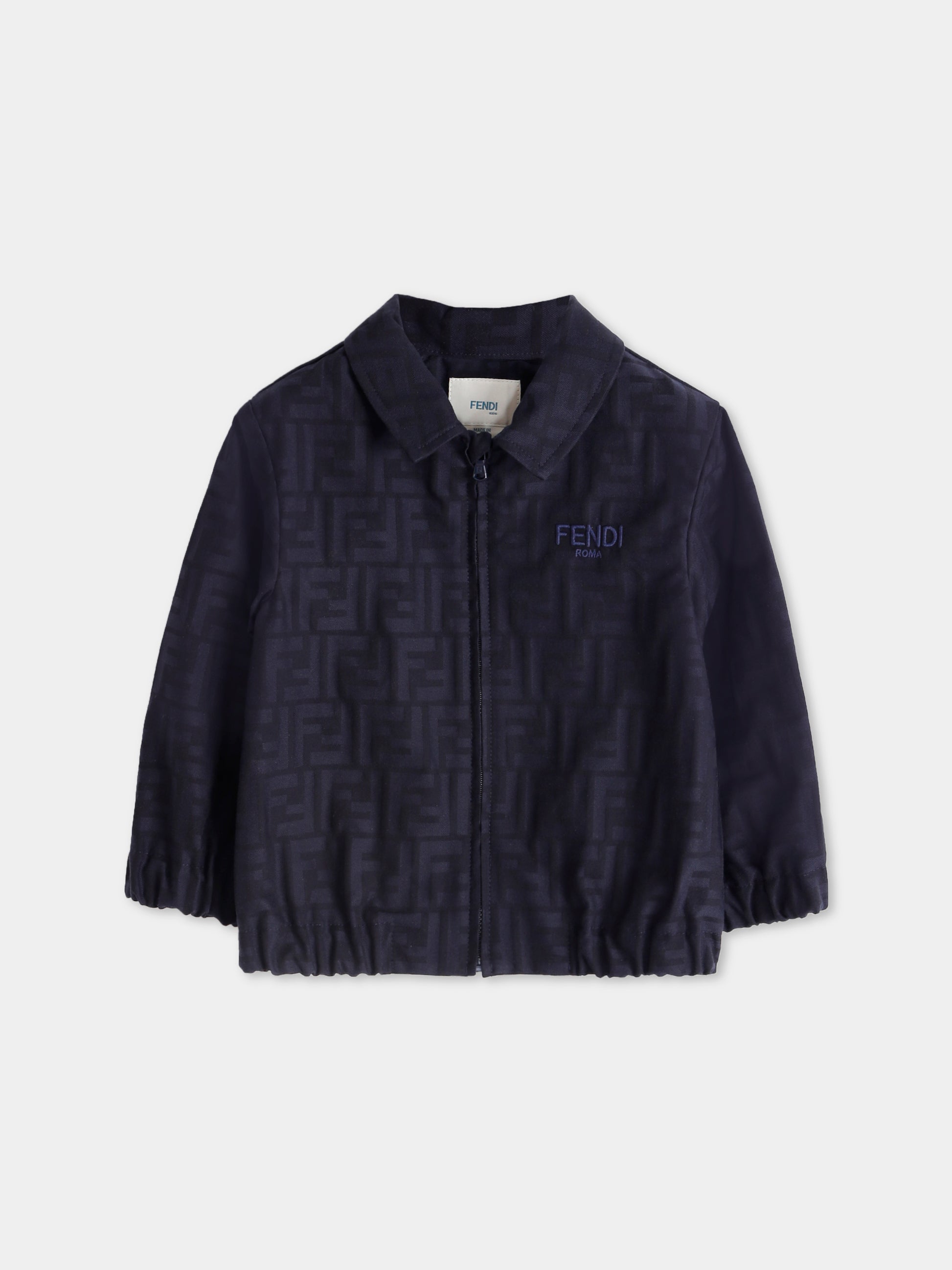 Giacca blu con FF all-over per neonato,Fendi Kids,BMA139 AS64 F1I11