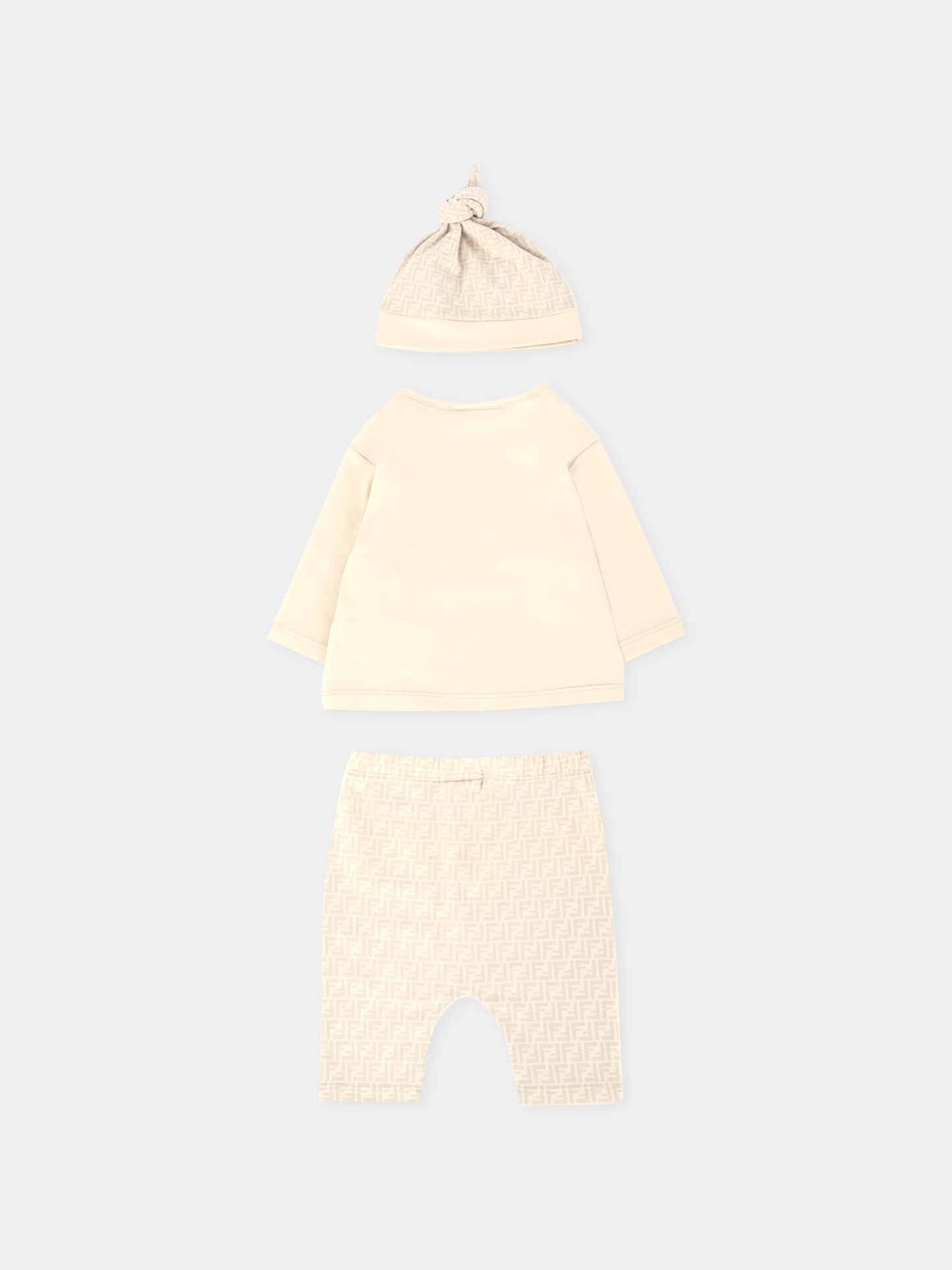 Completo nascita beige per neonati con orsetto Fendi,Fendi Kids,BUK140 ST8 F19J5