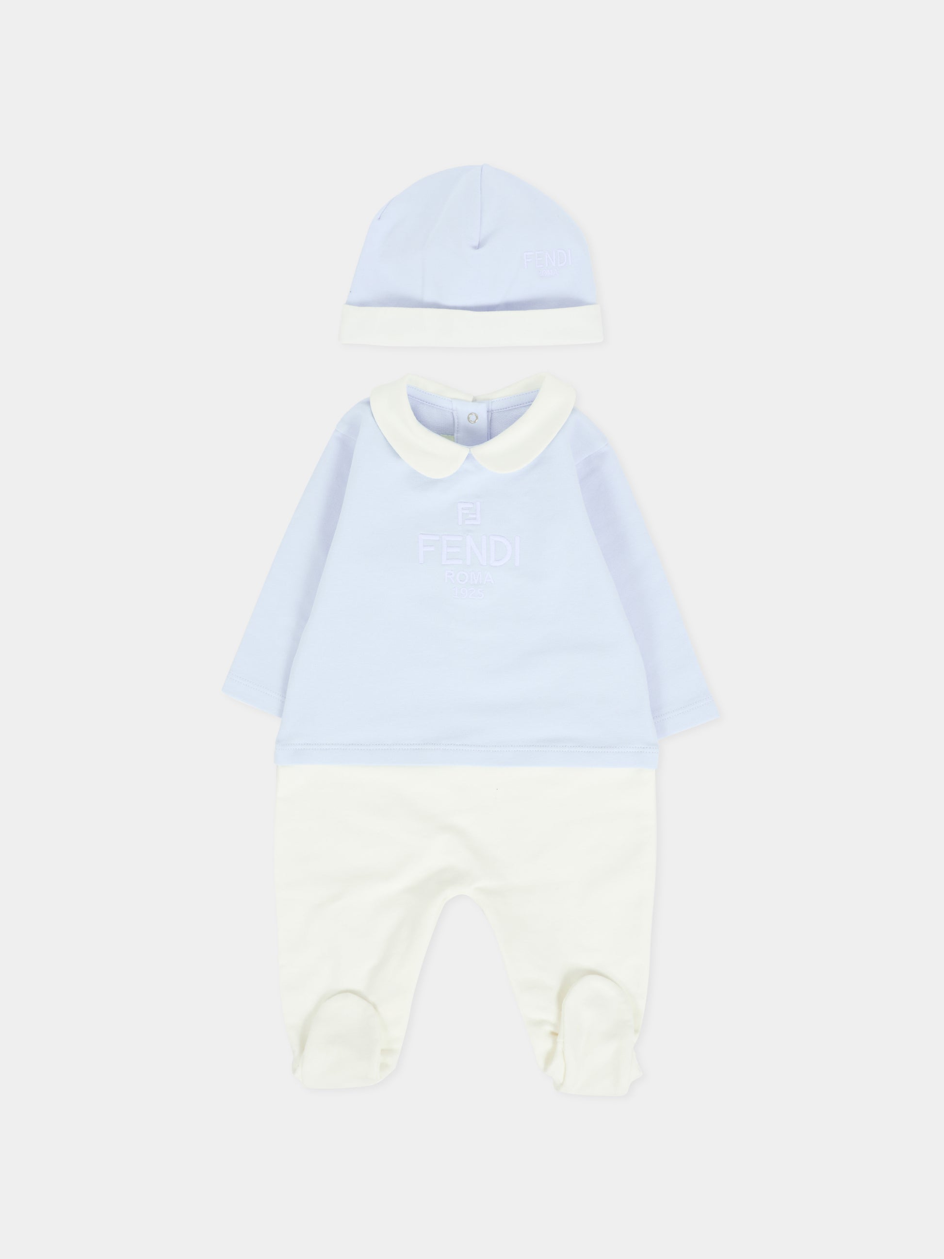 Set tutine celeste per neonato con logo,Fendi Kids,BUK146 8RA F19J4