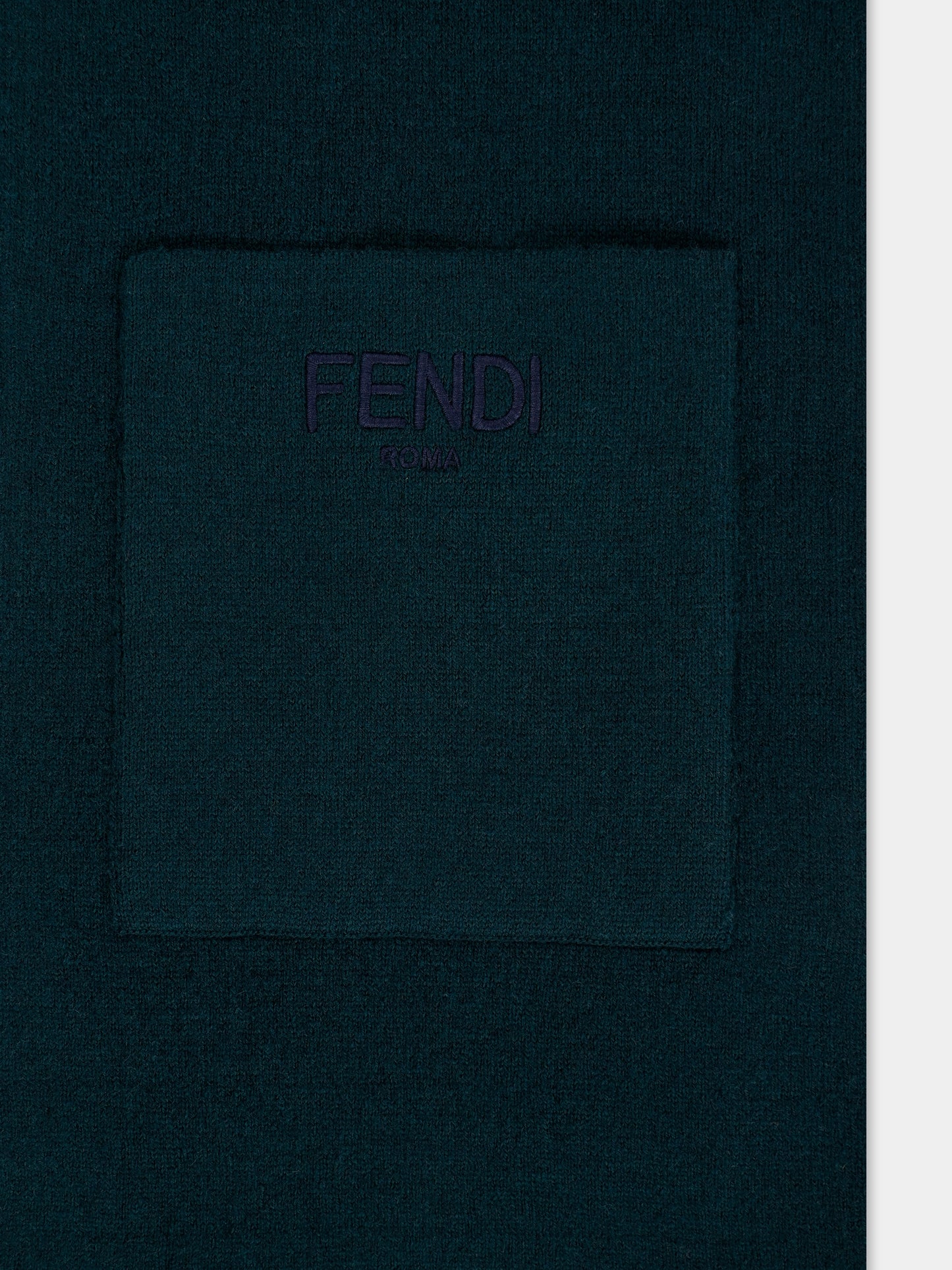 Sciarpa verde per bambini con FF,Fendi Kids,JUQ020 AO29 F0L5W