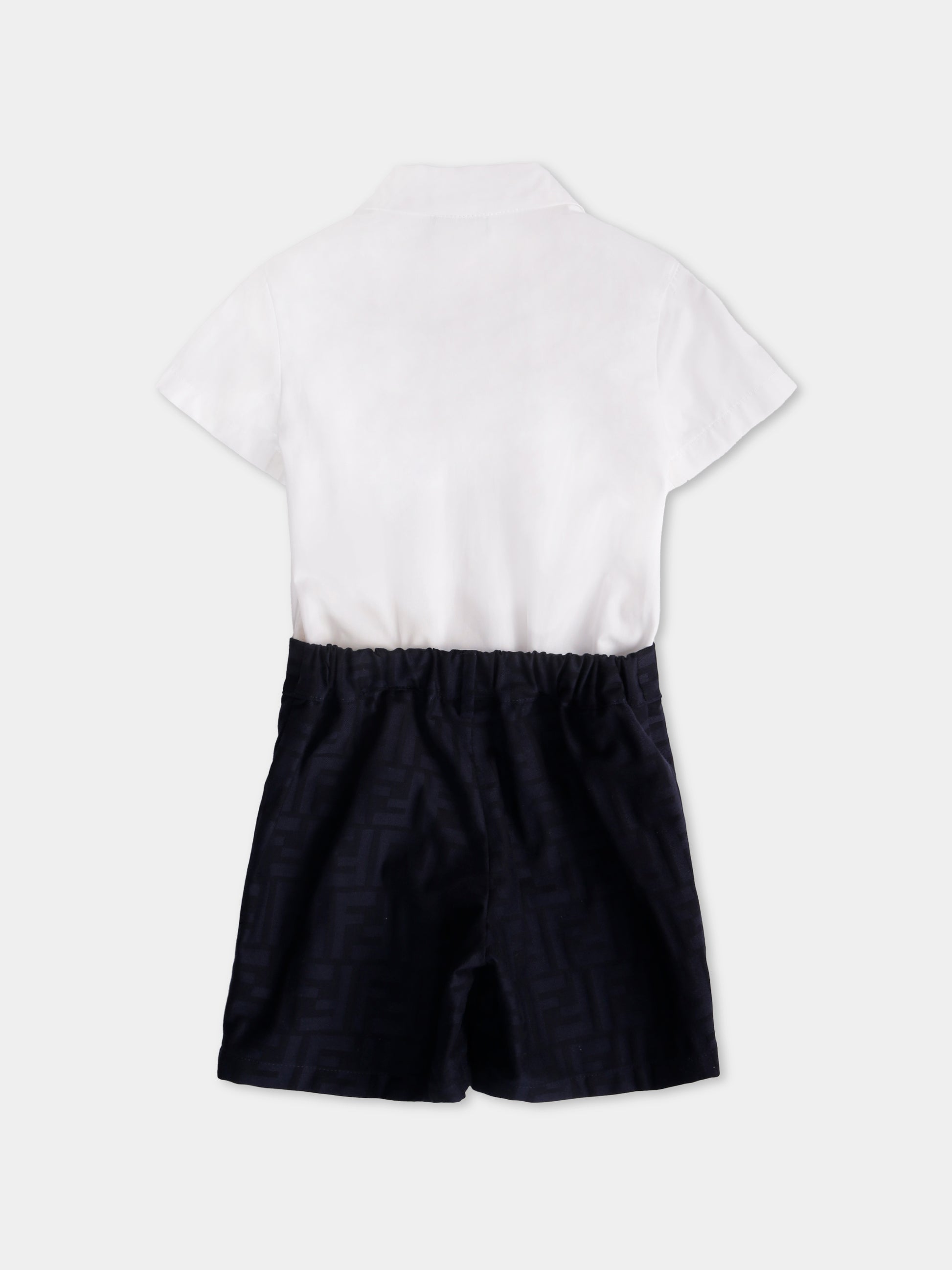 Completo elegante bianco e blu per neonato,Fendi Kids,BML158 AS64 F1I11