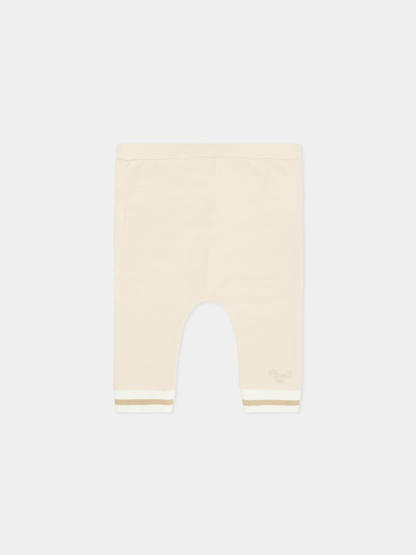 Pantaloni beige per neonati con logo,Fendi Kids,BUF252 8RA F19J5